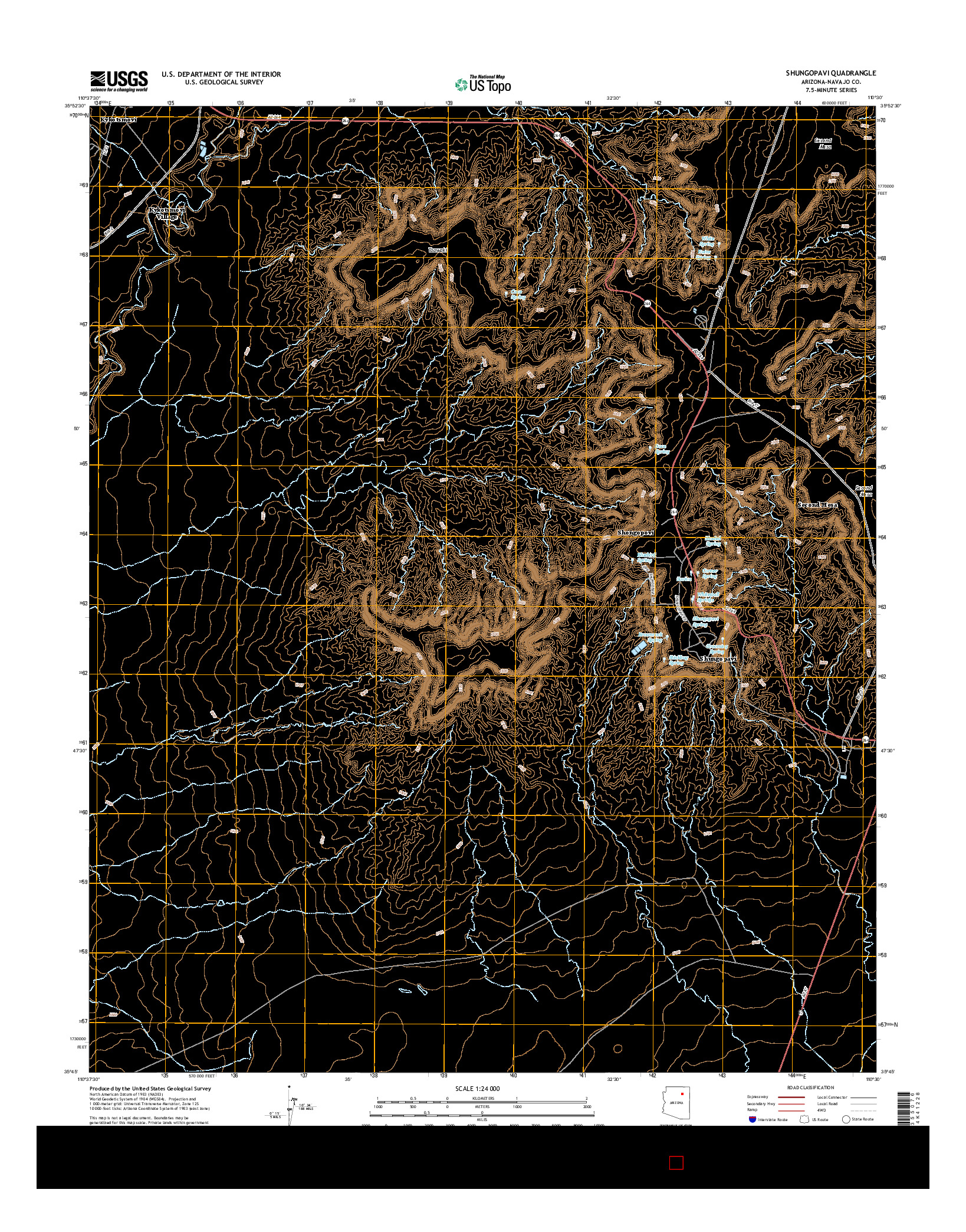 USGS US TOPO 7.5-MINUTE MAP FOR SHUNGOPAVI, AZ 2014