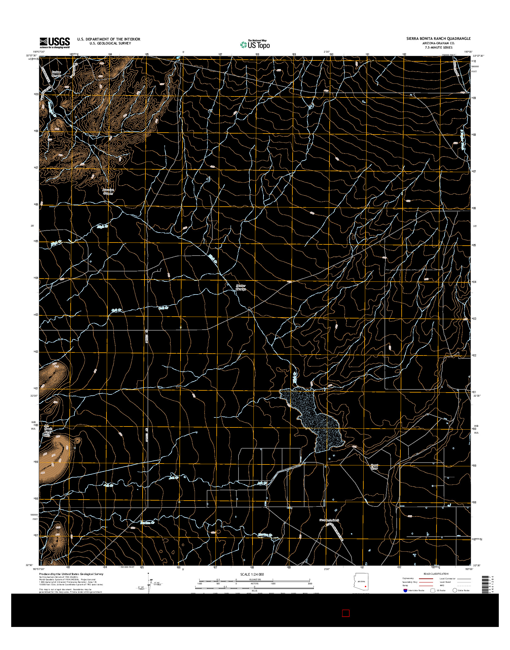 USGS US TOPO 7.5-MINUTE MAP FOR SIERRA BONITA RANCH, AZ 2014