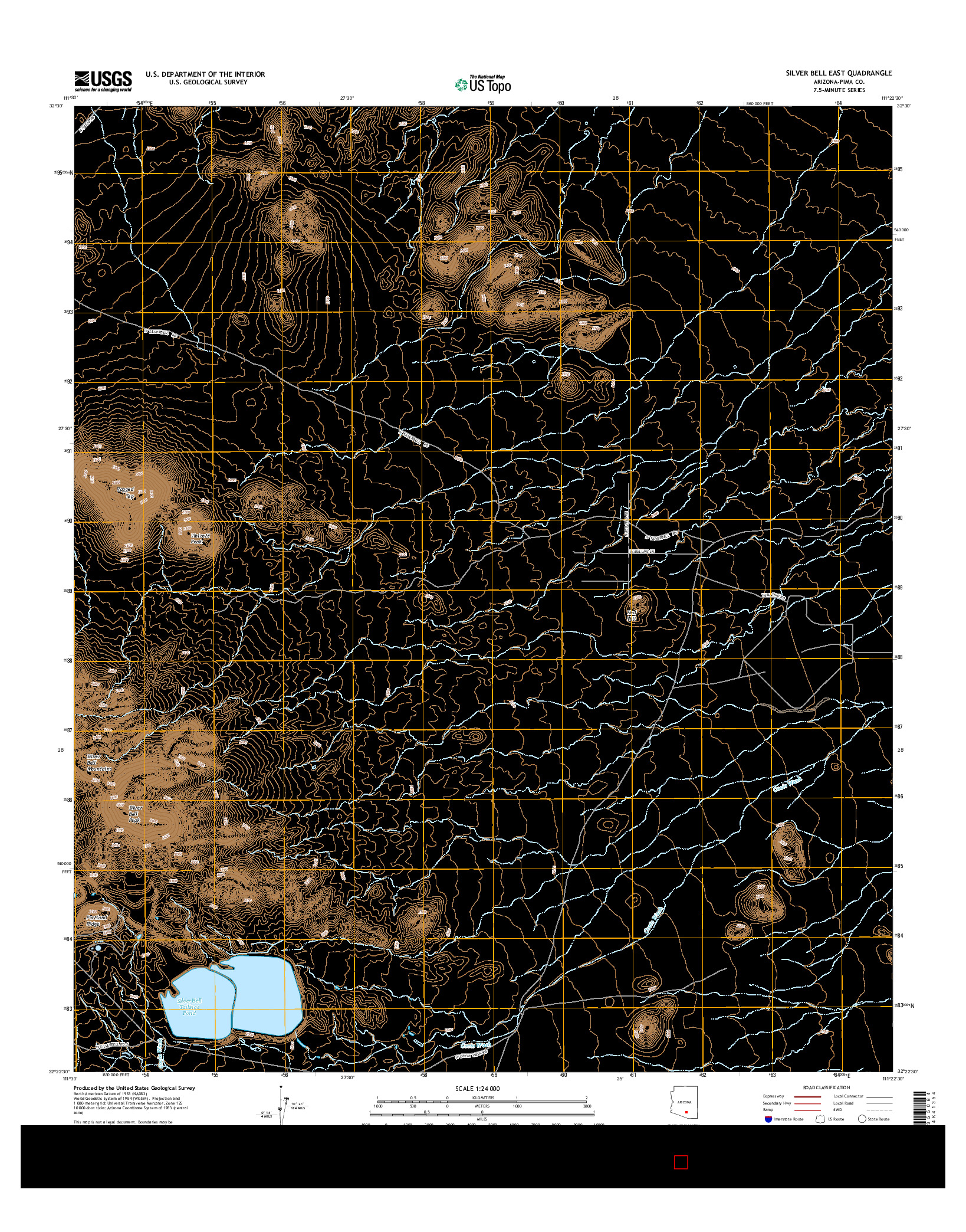 USGS US TOPO 7.5-MINUTE MAP FOR SILVER BELL EAST, AZ 2014