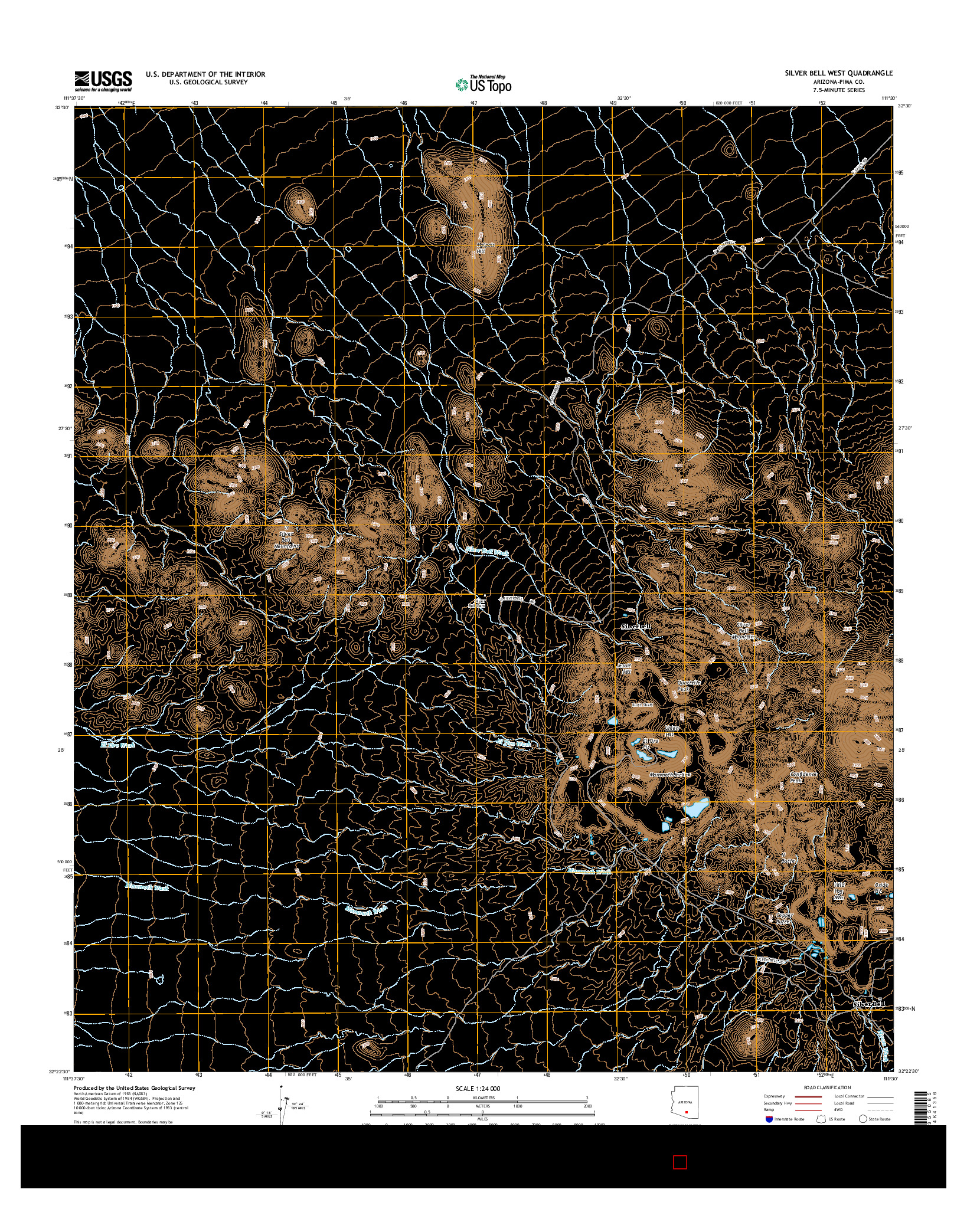 USGS US TOPO 7.5-MINUTE MAP FOR SILVER BELL WEST, AZ 2014