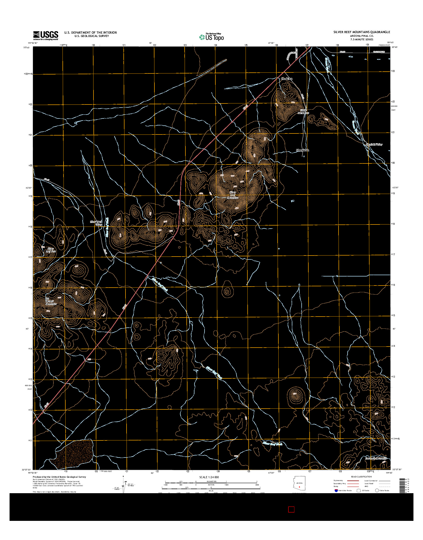 USGS US TOPO 7.5-MINUTE MAP FOR SILVER REEF MOUNTAINS, AZ 2014