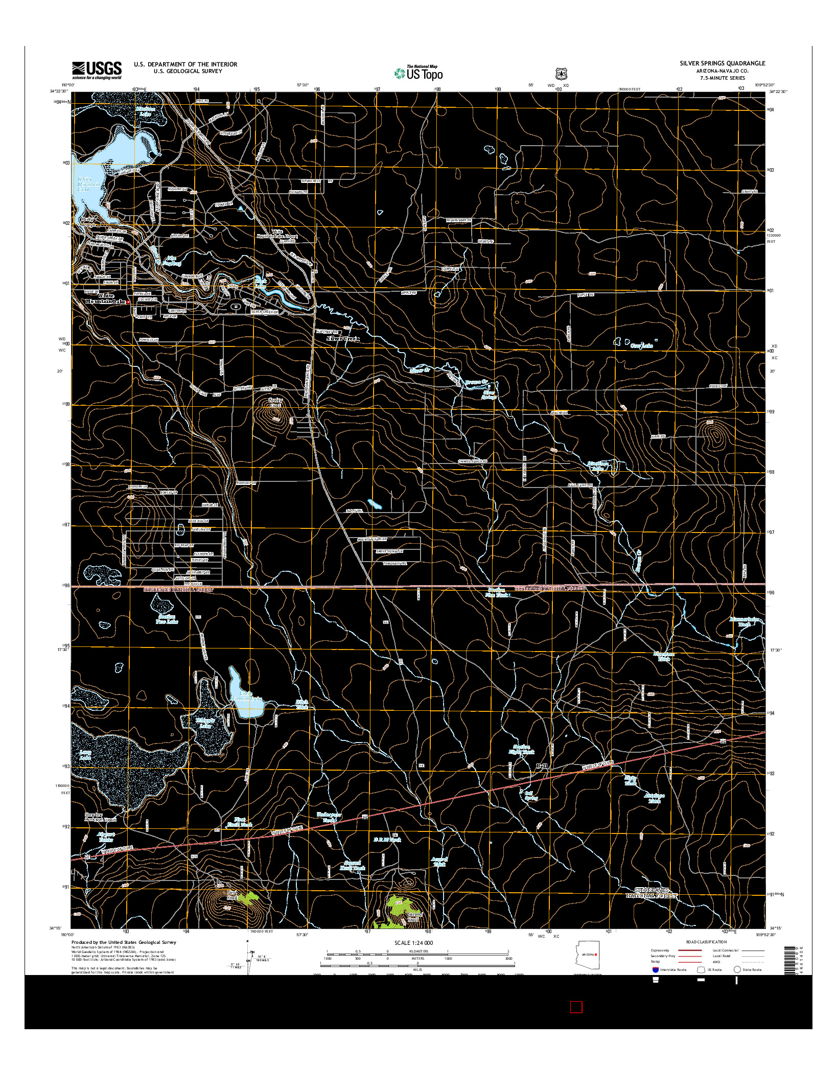 USGS US TOPO 7.5-MINUTE MAP FOR SILVER SPRINGS, AZ 2014