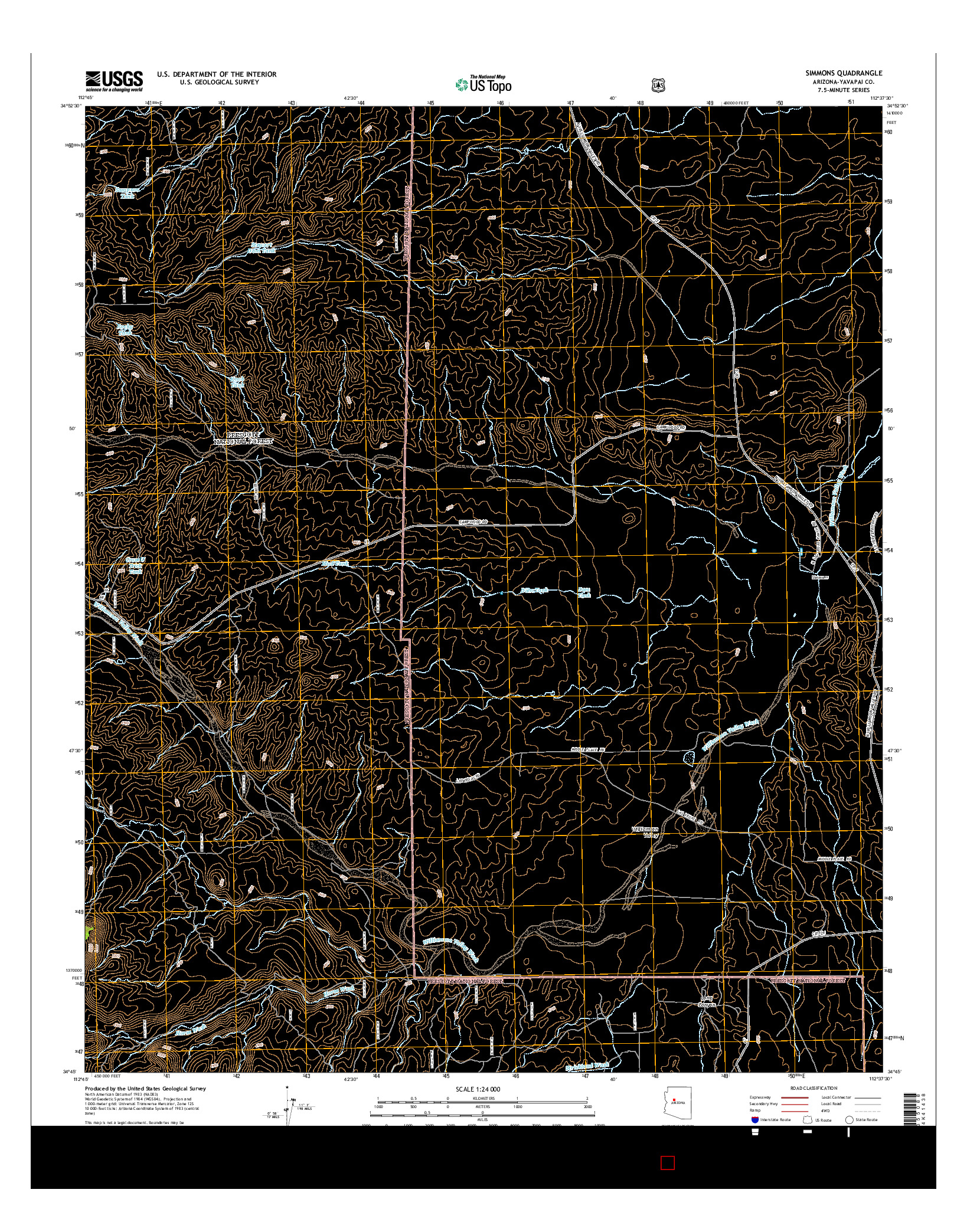 USGS US TOPO 7.5-MINUTE MAP FOR SIMMONS, AZ 2014