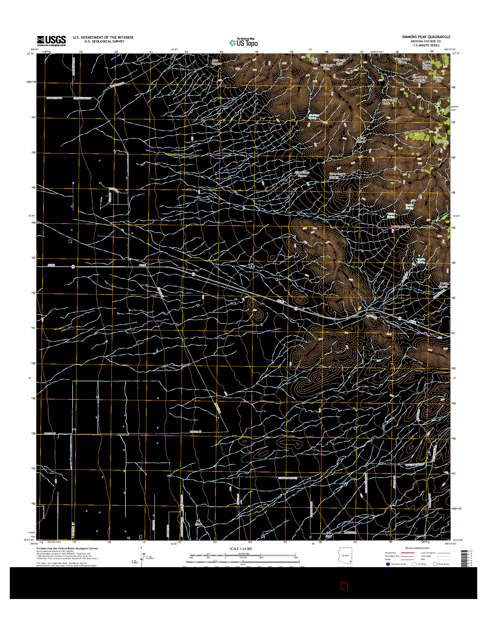 USGS US TOPO 7.5-MINUTE MAP FOR SIMMONS PEAK, AZ 2014