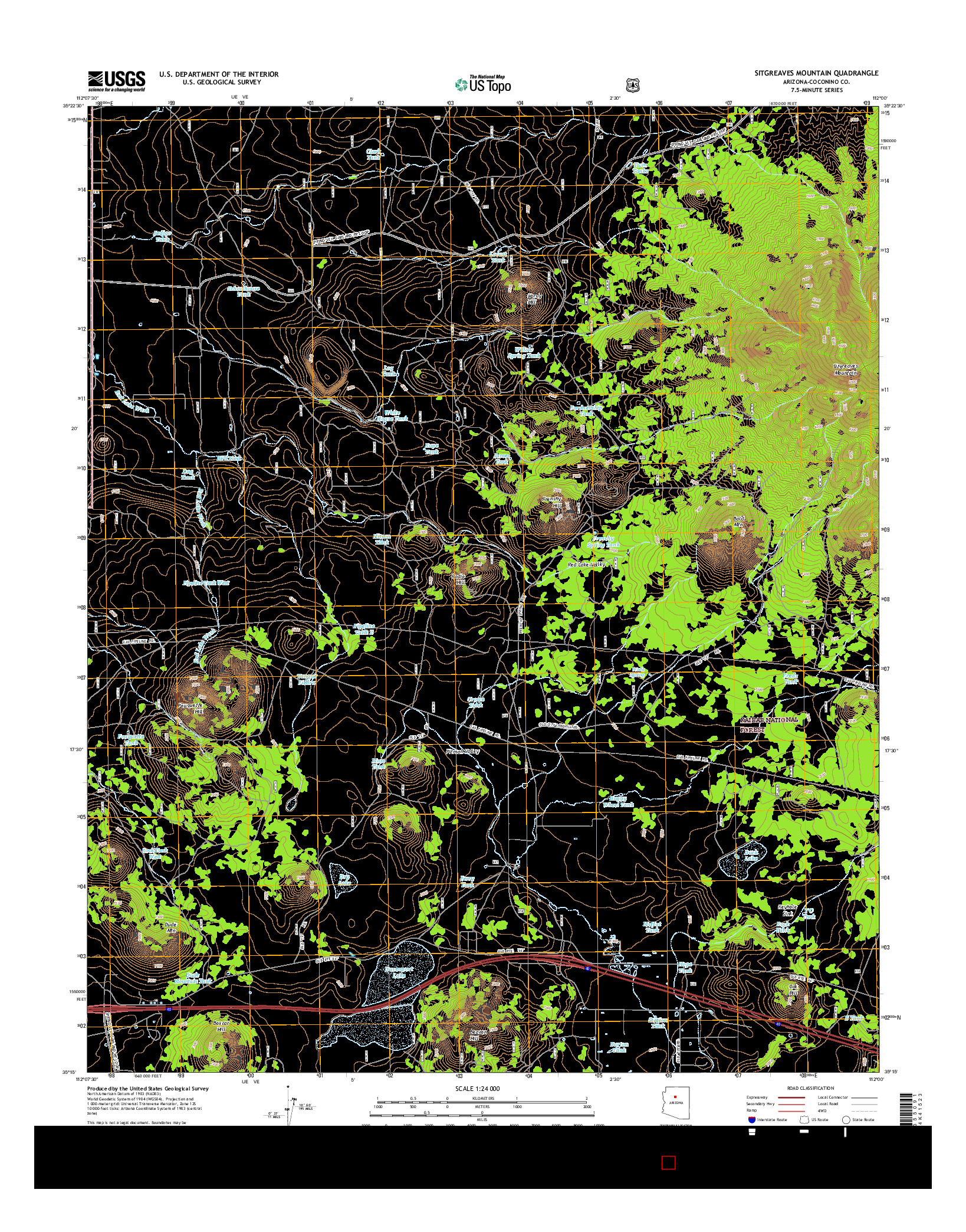 USGS US TOPO 7.5-MINUTE MAP FOR SITGREAVES MOUNTAIN, AZ 2014