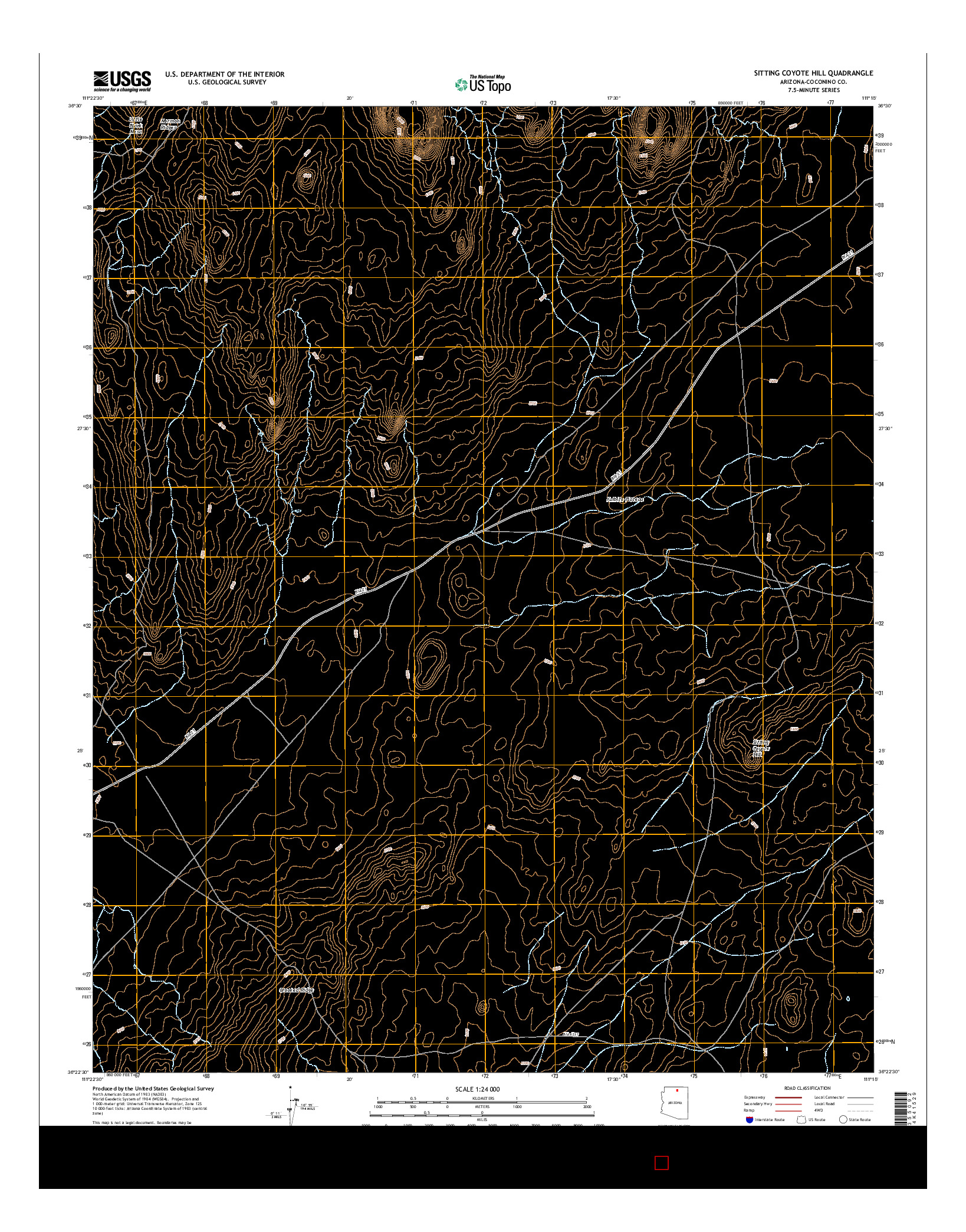 USGS US TOPO 7.5-MINUTE MAP FOR SITTING COYOTE HILL, AZ 2014