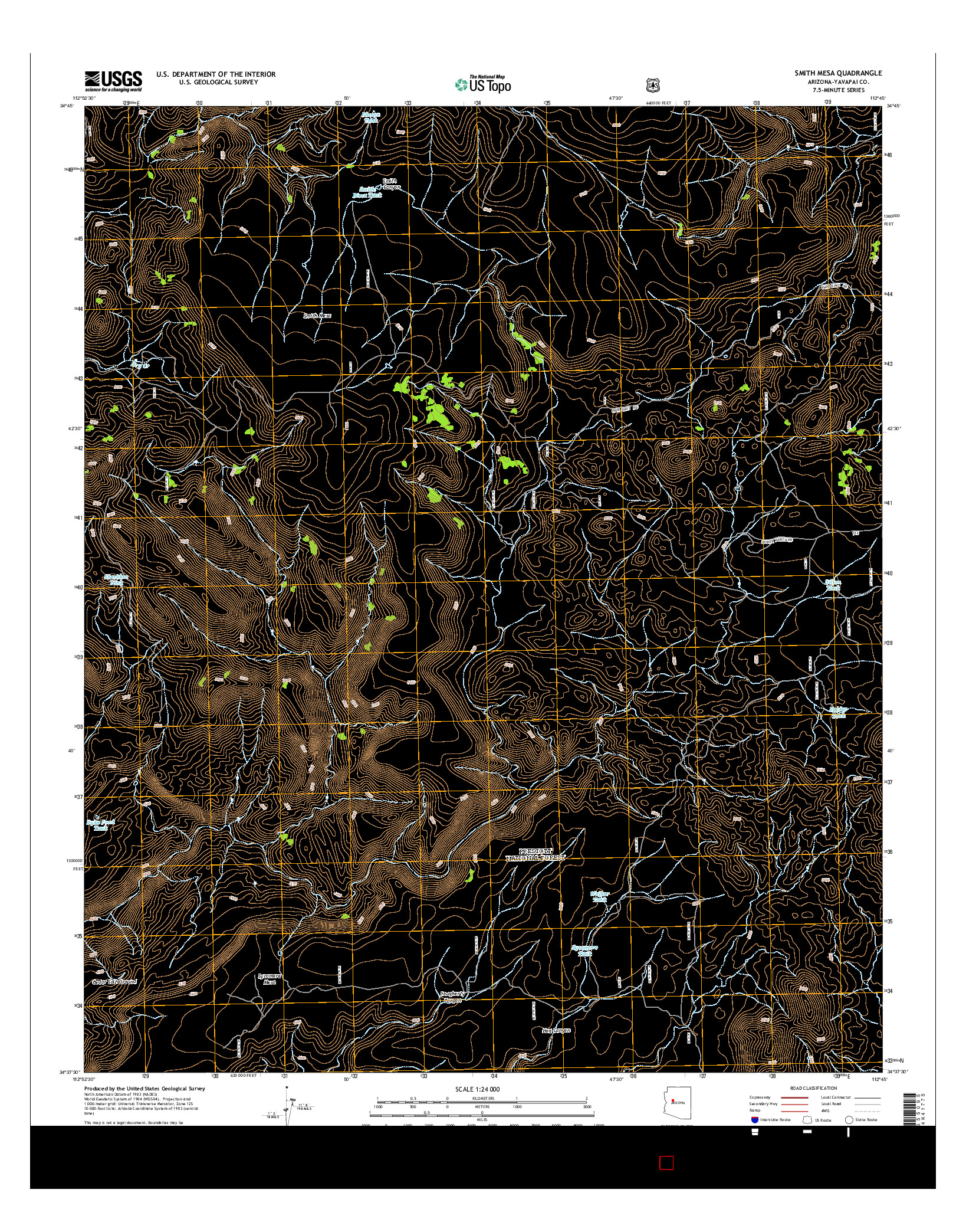 USGS US TOPO 7.5-MINUTE MAP FOR SMITH MESA, AZ 2014