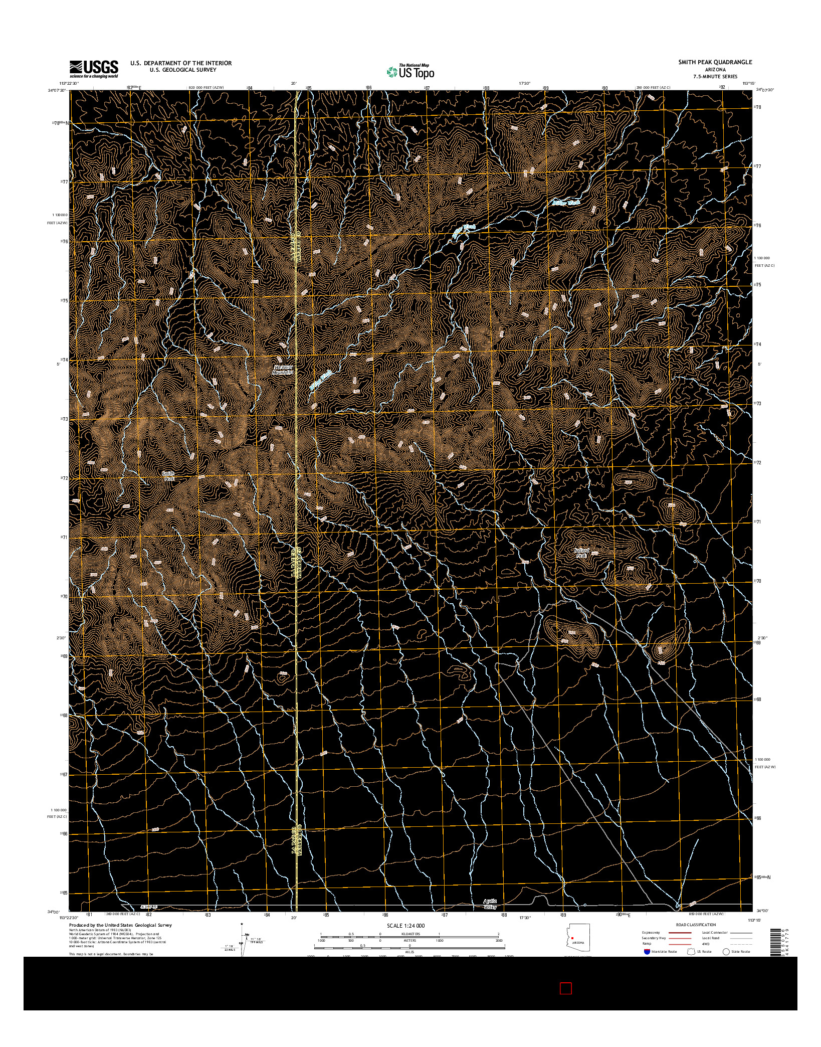 USGS US TOPO 7.5-MINUTE MAP FOR SMITH PEAK, AZ 2014