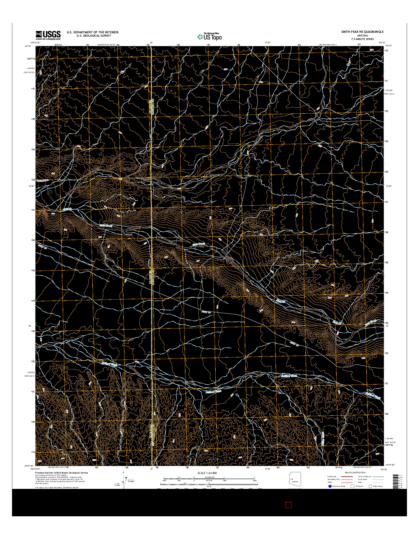 USGS US TOPO 7.5-MINUTE MAP FOR SMITH PEAK NE, AZ 2014