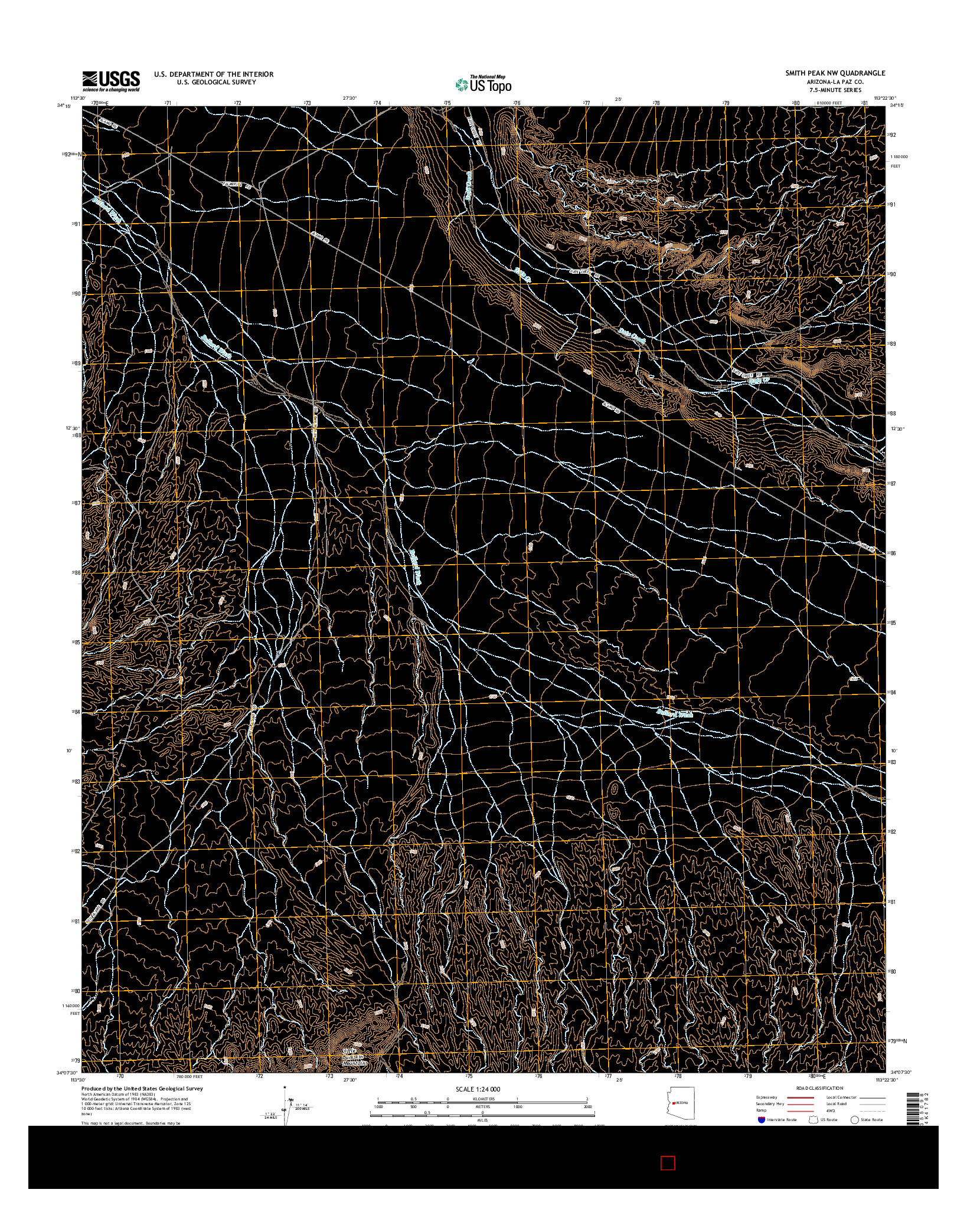 USGS US TOPO 7.5-MINUTE MAP FOR SMITH PEAK NW, AZ 2014