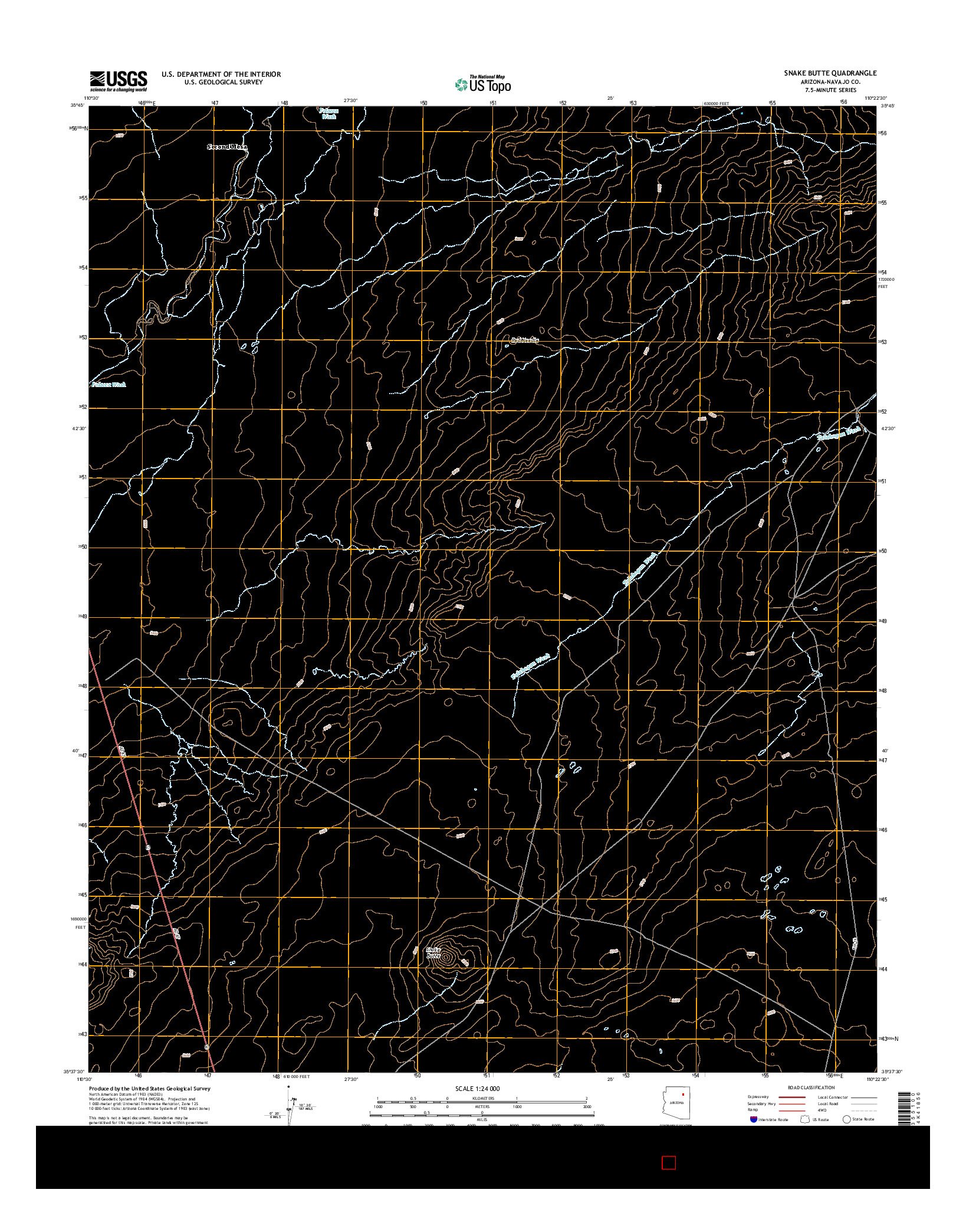 USGS US TOPO 7.5-MINUTE MAP FOR SNAKE BUTTE, AZ 2014