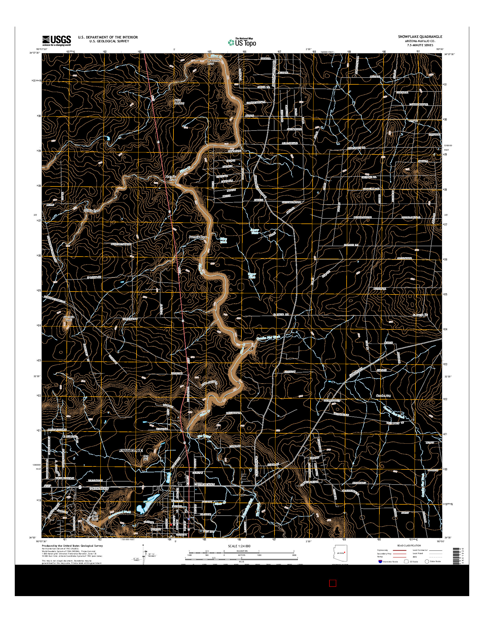 USGS US TOPO 7.5-MINUTE MAP FOR SNOWFLAKE, AZ 2014