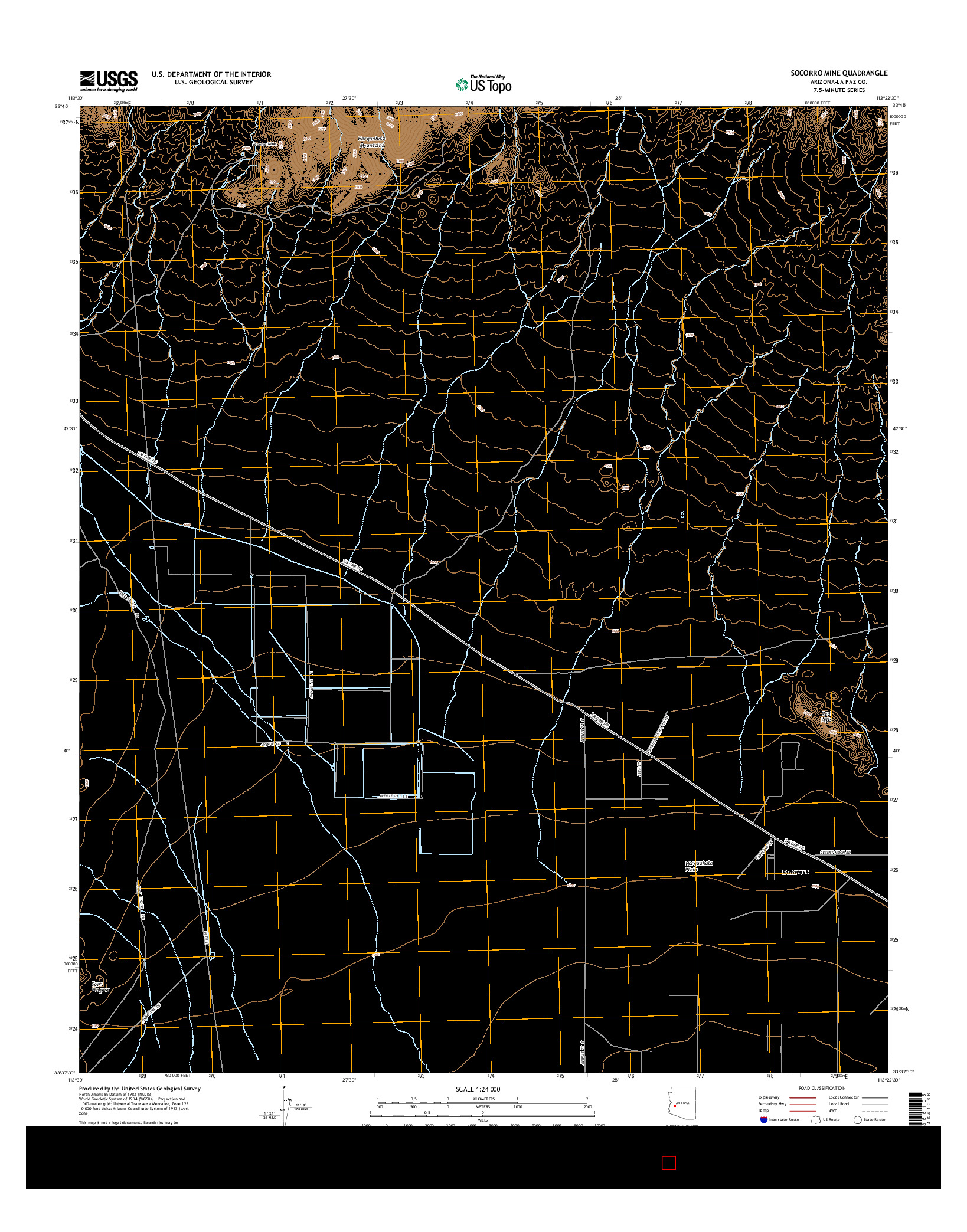 USGS US TOPO 7.5-MINUTE MAP FOR SOCORRO MINE, AZ 2014