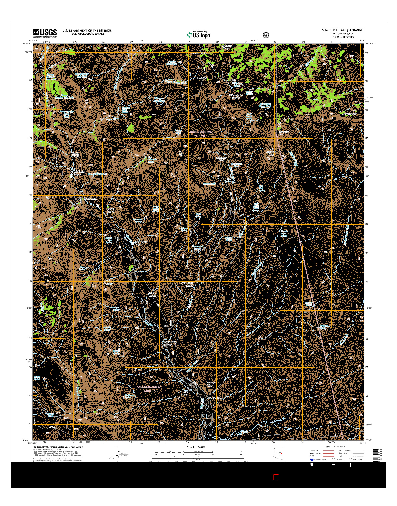 USGS US TOPO 7.5-MINUTE MAP FOR SOMBRERO PEAK, AZ 2014