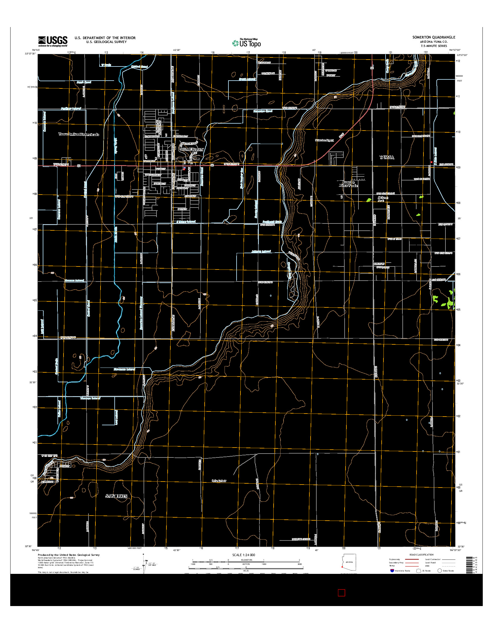 USGS US TOPO 7.5-MINUTE MAP FOR SOMERTON, AZ 2014