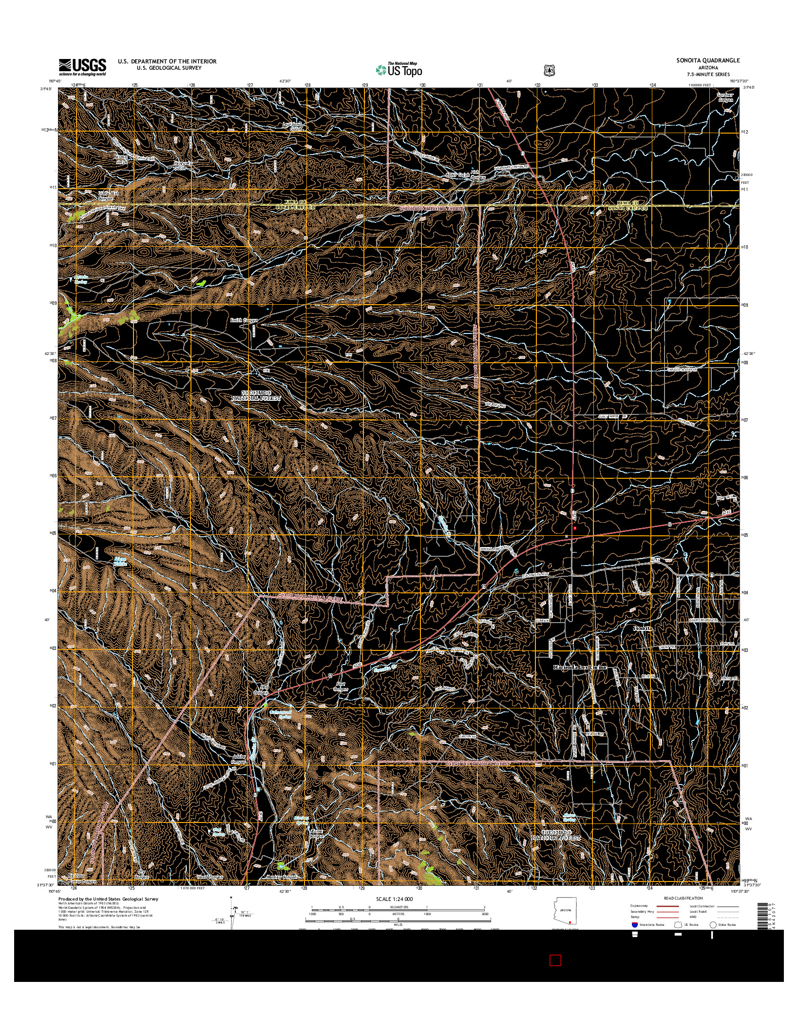 USGS US TOPO 7.5-MINUTE MAP FOR SONOITA, AZ 2014