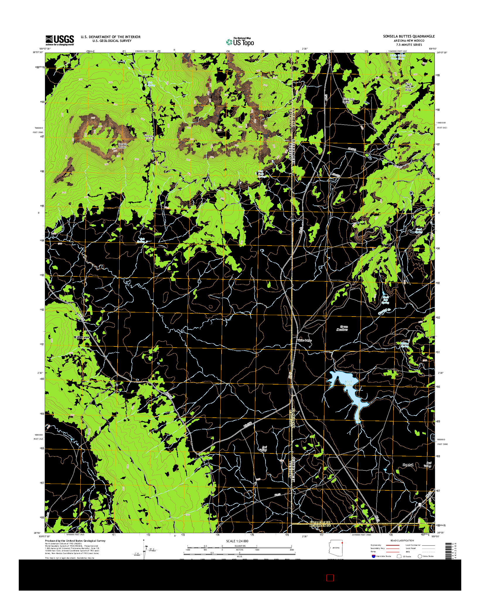 USGS US TOPO 7.5-MINUTE MAP FOR SONSELA BUTTES, AZ-NM 2014