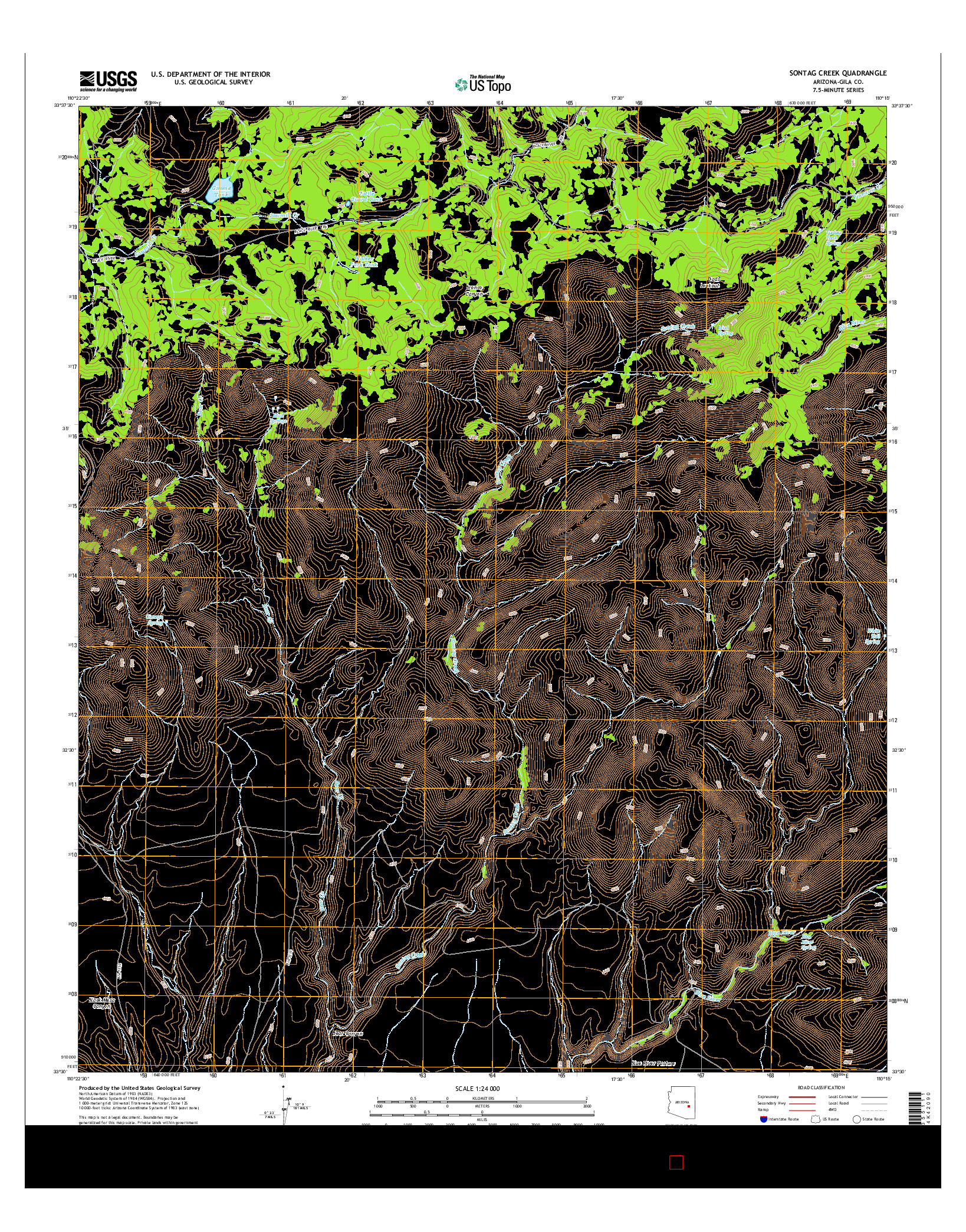 USGS US TOPO 7.5-MINUTE MAP FOR SONTAG CREEK, AZ 2014