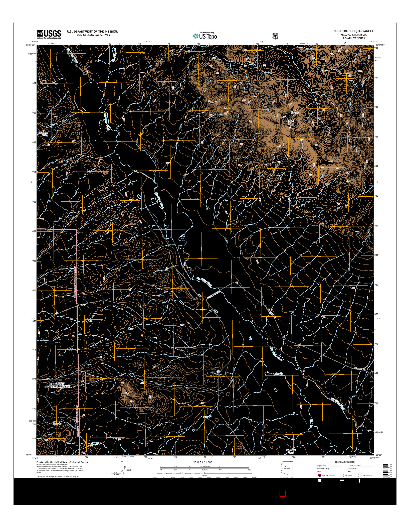 USGS US TOPO 7.5-MINUTE MAP FOR SOUTH BUTTE, AZ 2014