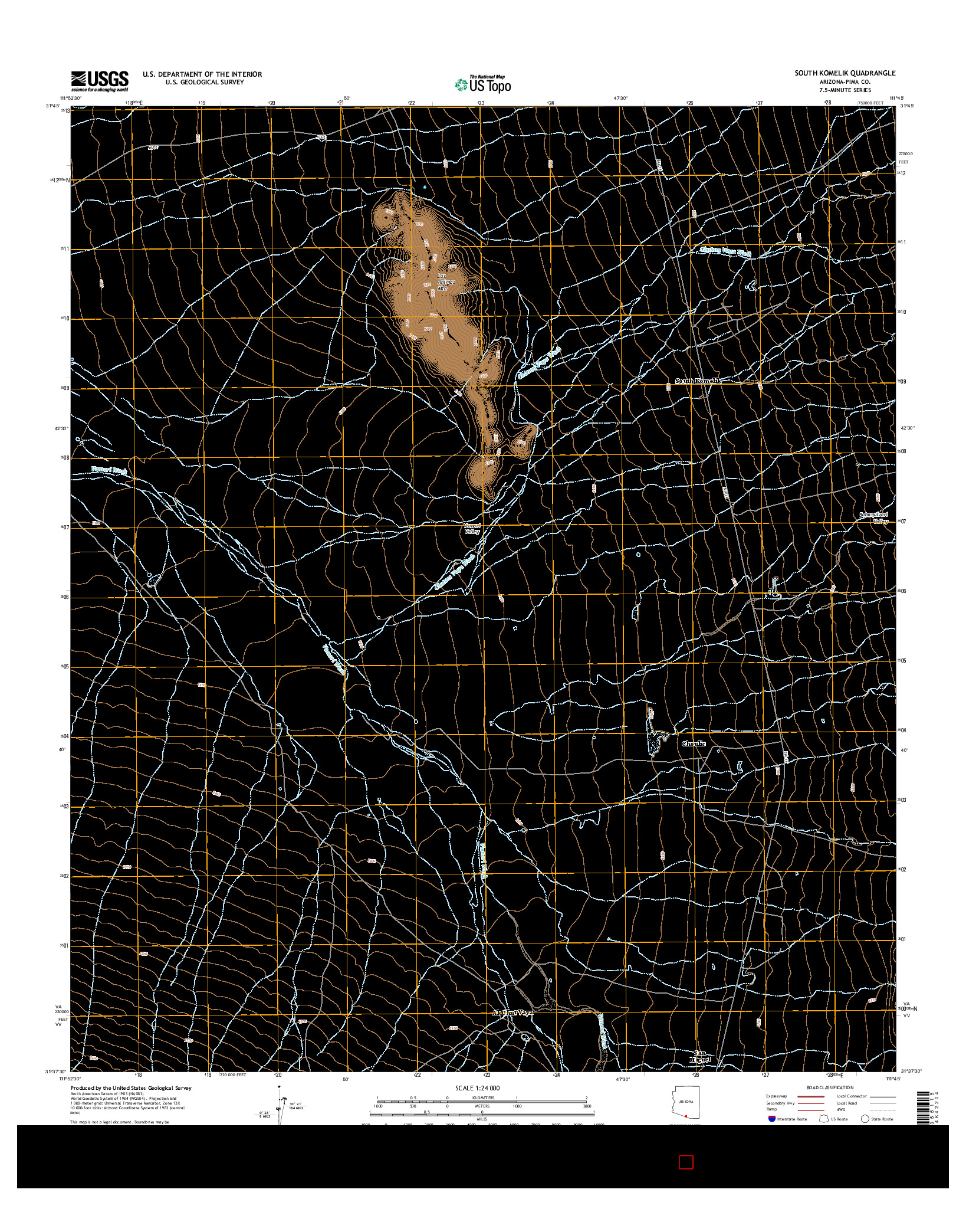 USGS US TOPO 7.5-MINUTE MAP FOR SOUTH KOMELIK, AZ 2014