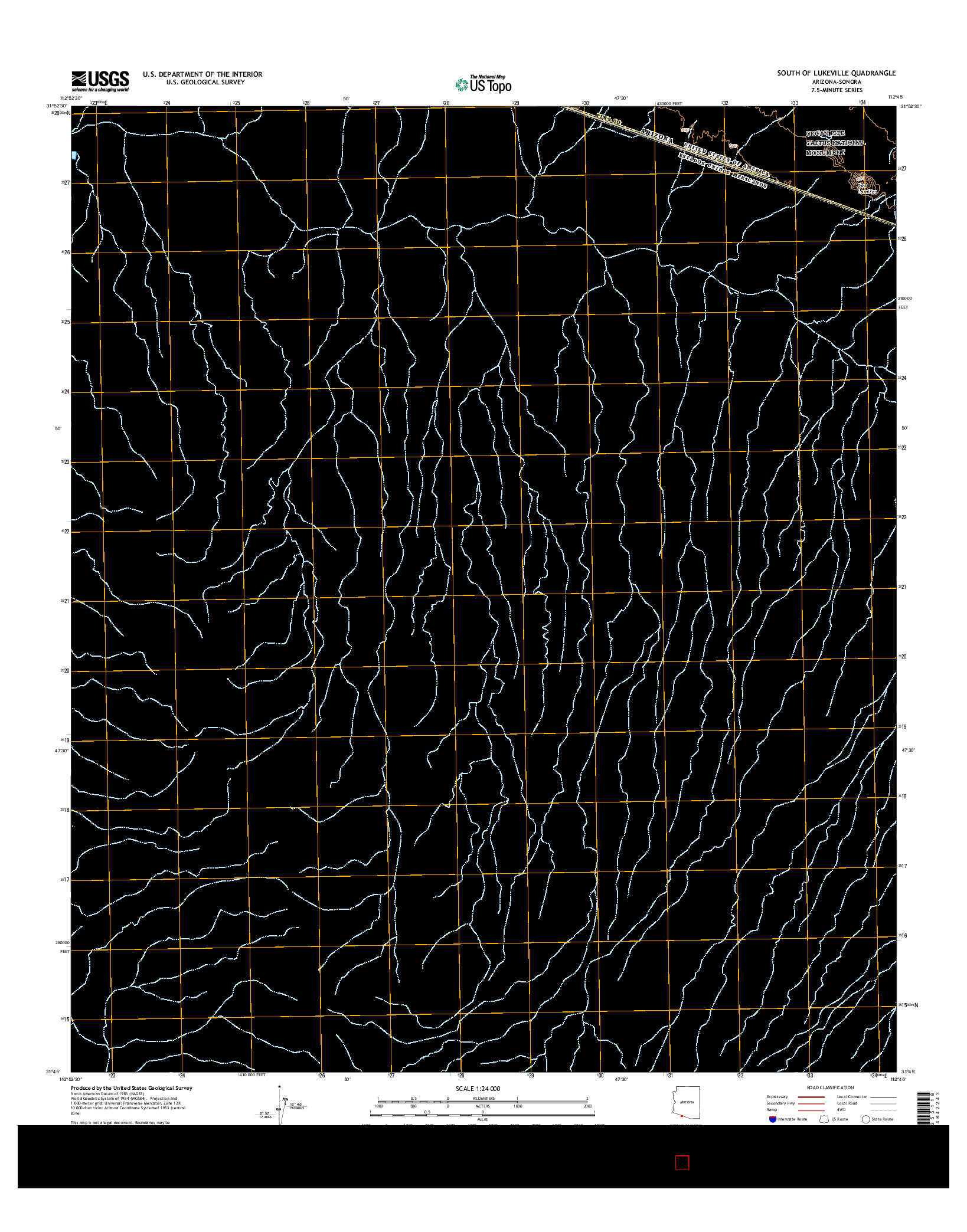 USGS US TOPO 7.5-MINUTE MAP FOR SOUTH OF LUKEVILLE, AZ-SON 2014