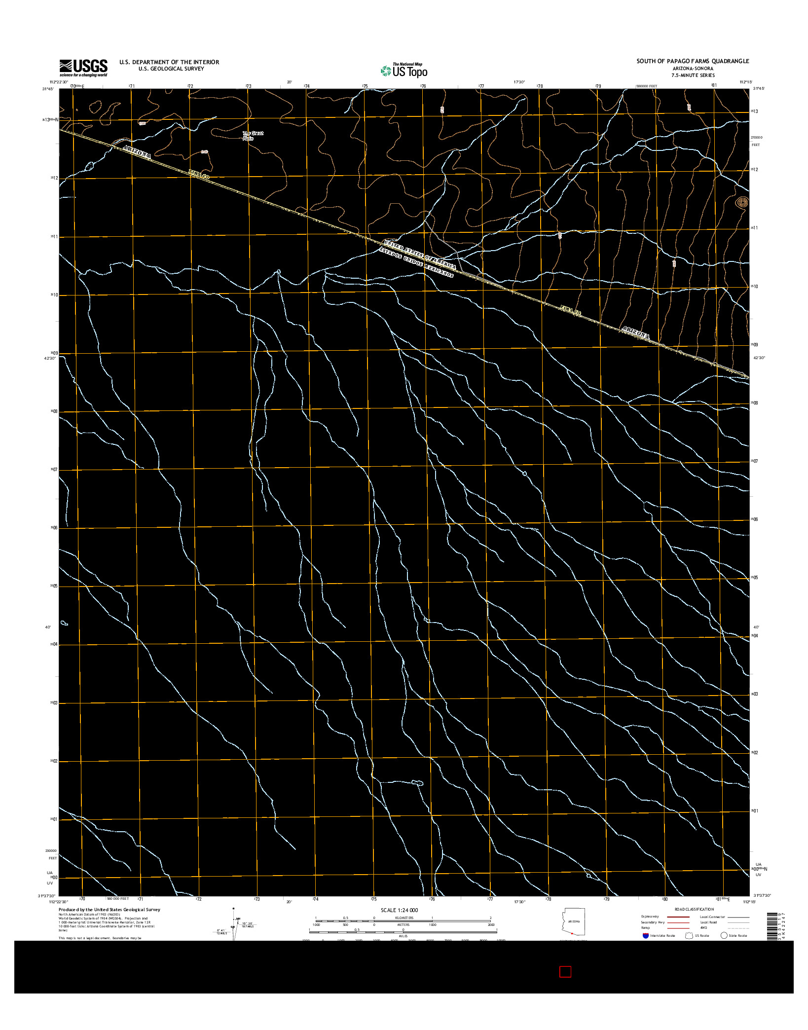 USGS US TOPO 7.5-MINUTE MAP FOR SOUTH OF PAPAGO FARMS, AZ-SON 2014