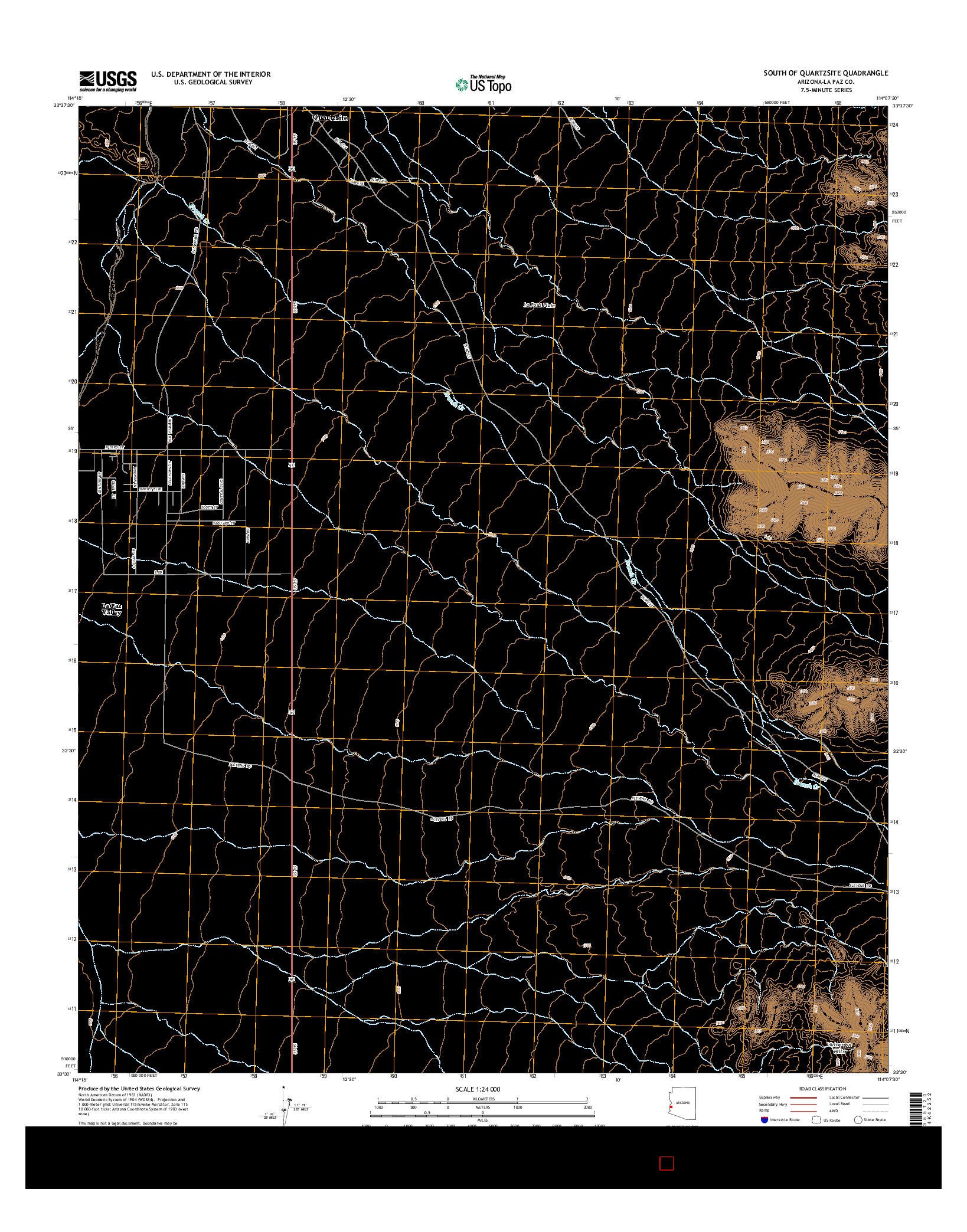 USGS US TOPO 7.5-MINUTE MAP FOR SOUTH OF QUARTZSITE, AZ 2014