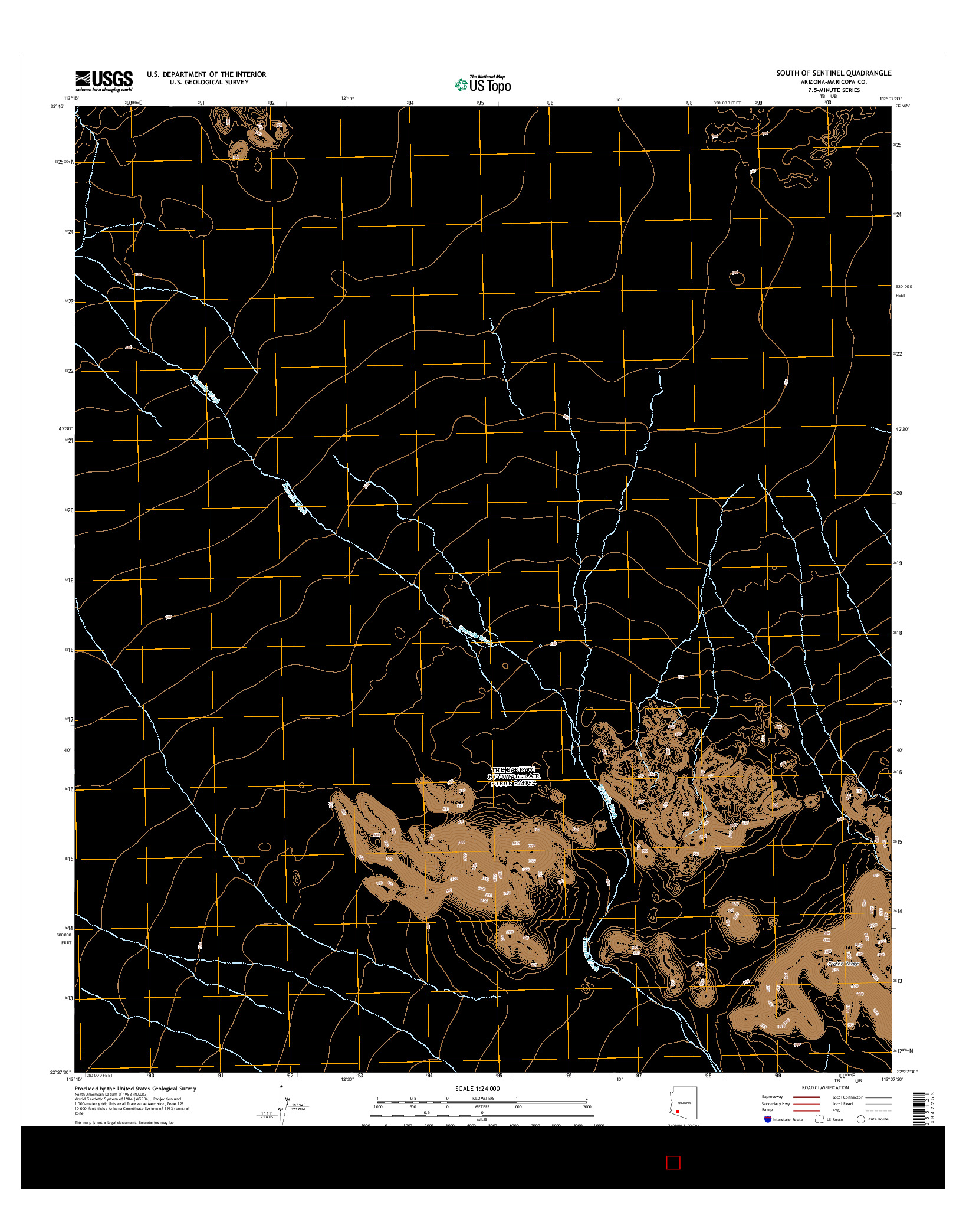 USGS US TOPO 7.5-MINUTE MAP FOR SOUTH OF SENTINEL, AZ 2014