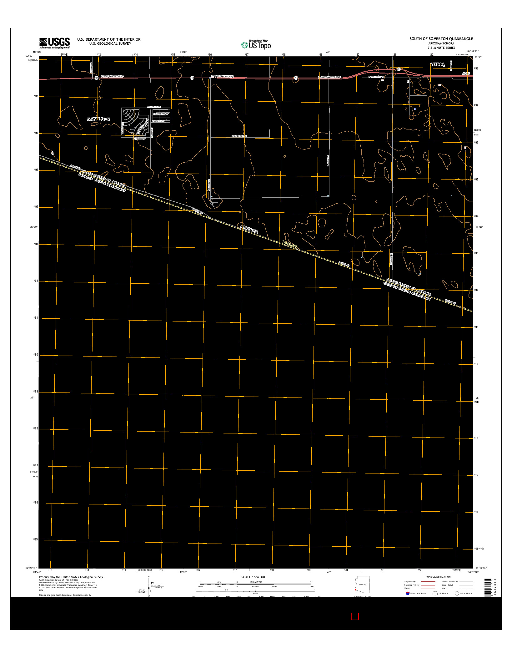 USGS US TOPO 7.5-MINUTE MAP FOR SOUTH OF SOMERTON, AZ-SON 2014