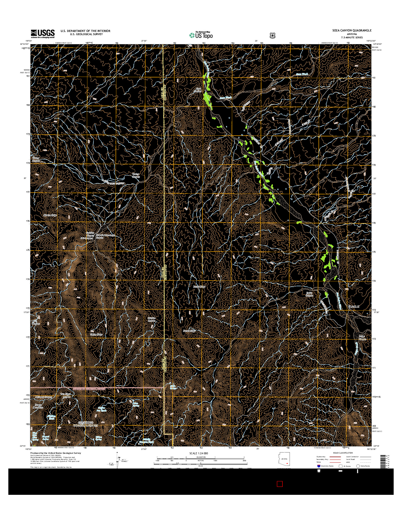 USGS US TOPO 7.5-MINUTE MAP FOR SOZA CANYON, AZ 2014