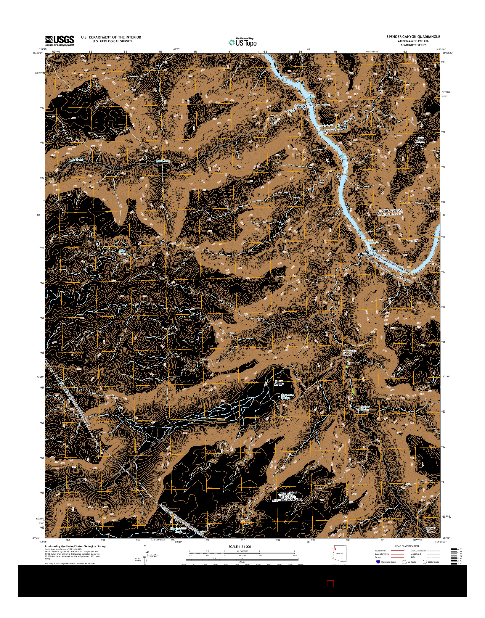 USGS US TOPO 7.5-MINUTE MAP FOR SPENCER CANYON, AZ 2014