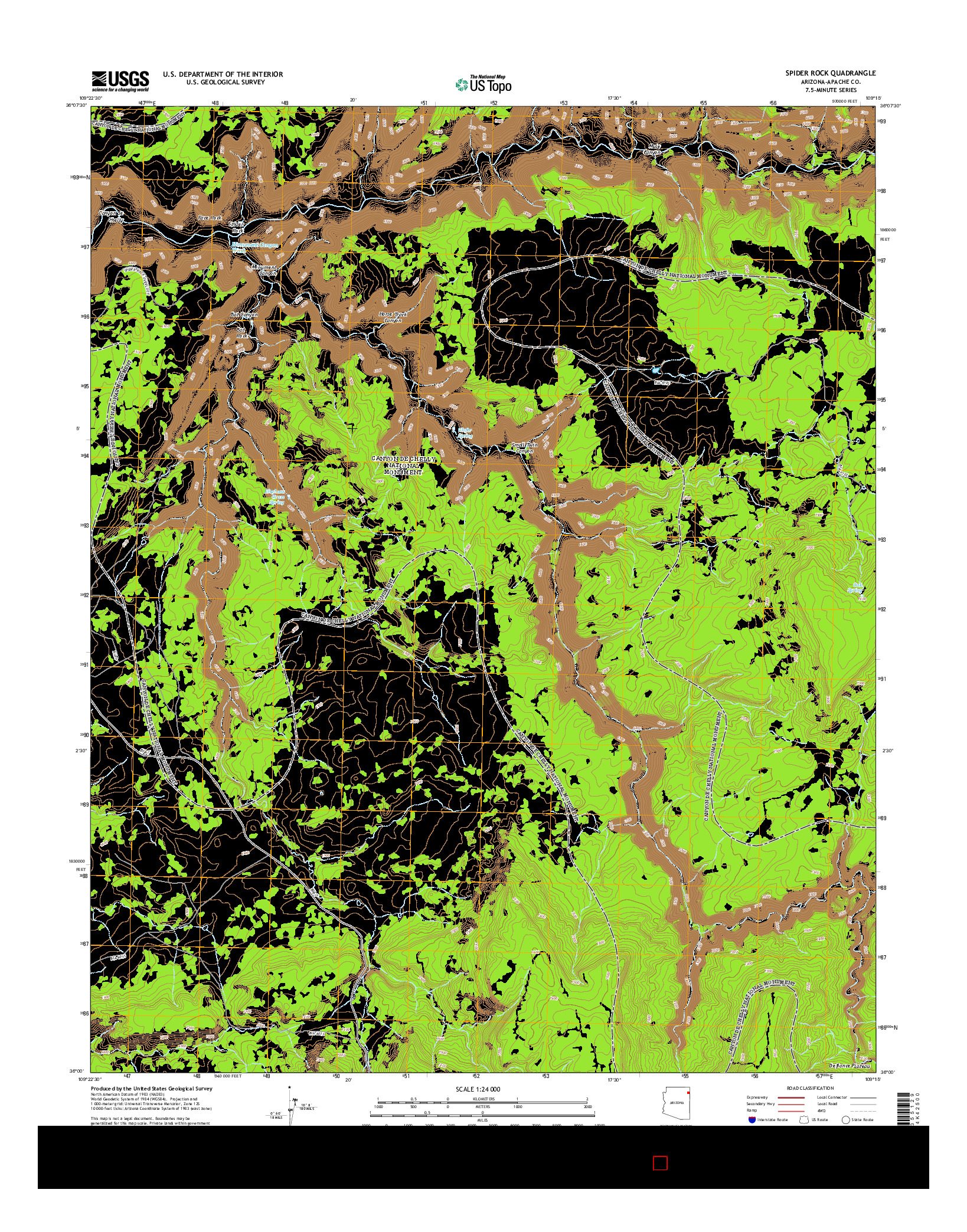 USGS US TOPO 7.5-MINUTE MAP FOR SPIDER ROCK, AZ 2014