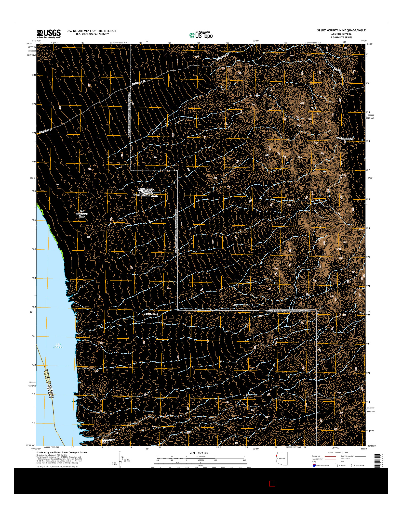 USGS US TOPO 7.5-MINUTE MAP FOR SPIRIT MOUNTAIN NE, AZ-NV 2014