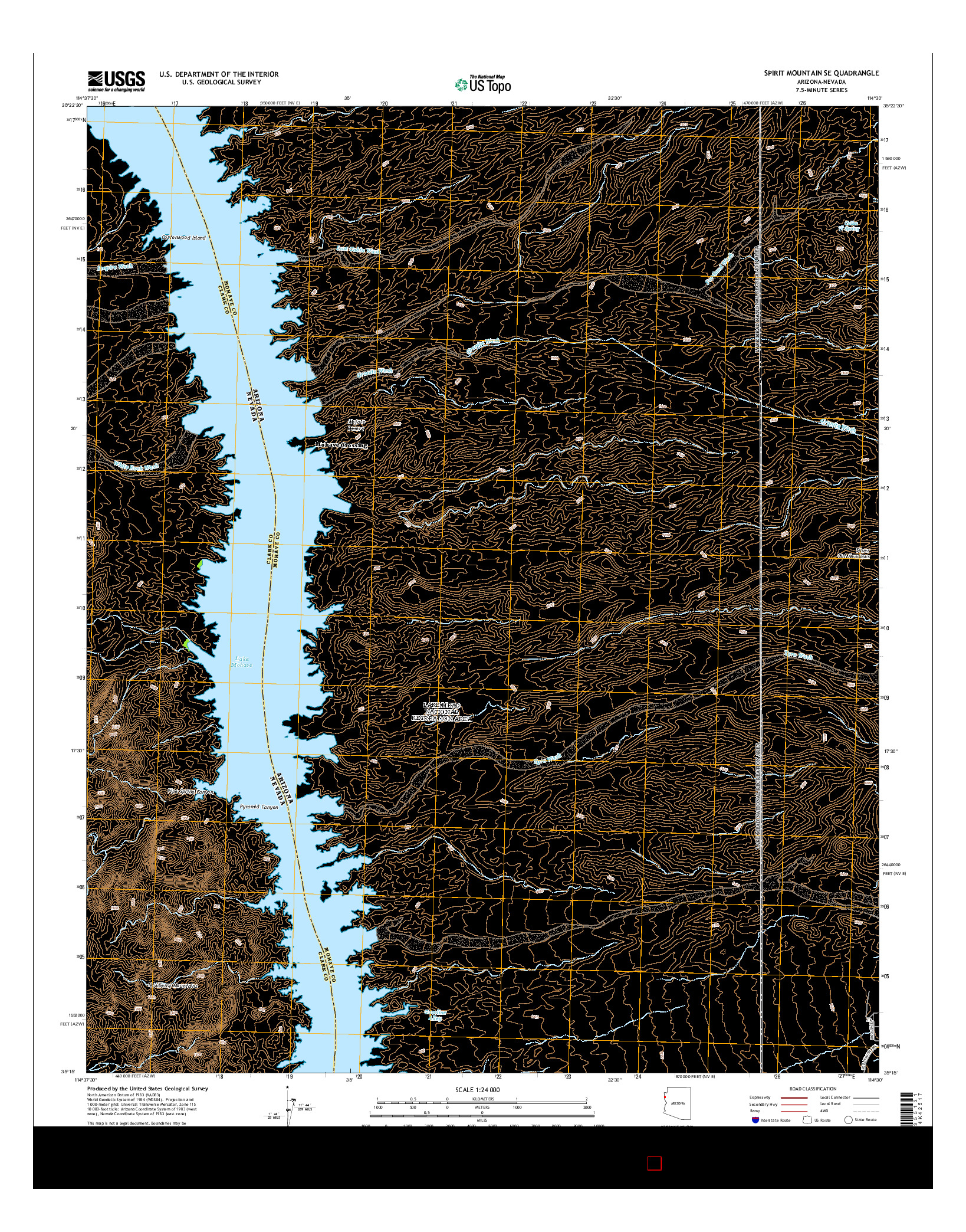 USGS US TOPO 7.5-MINUTE MAP FOR SPIRIT MOUNTAIN SE, AZ-NV 2014