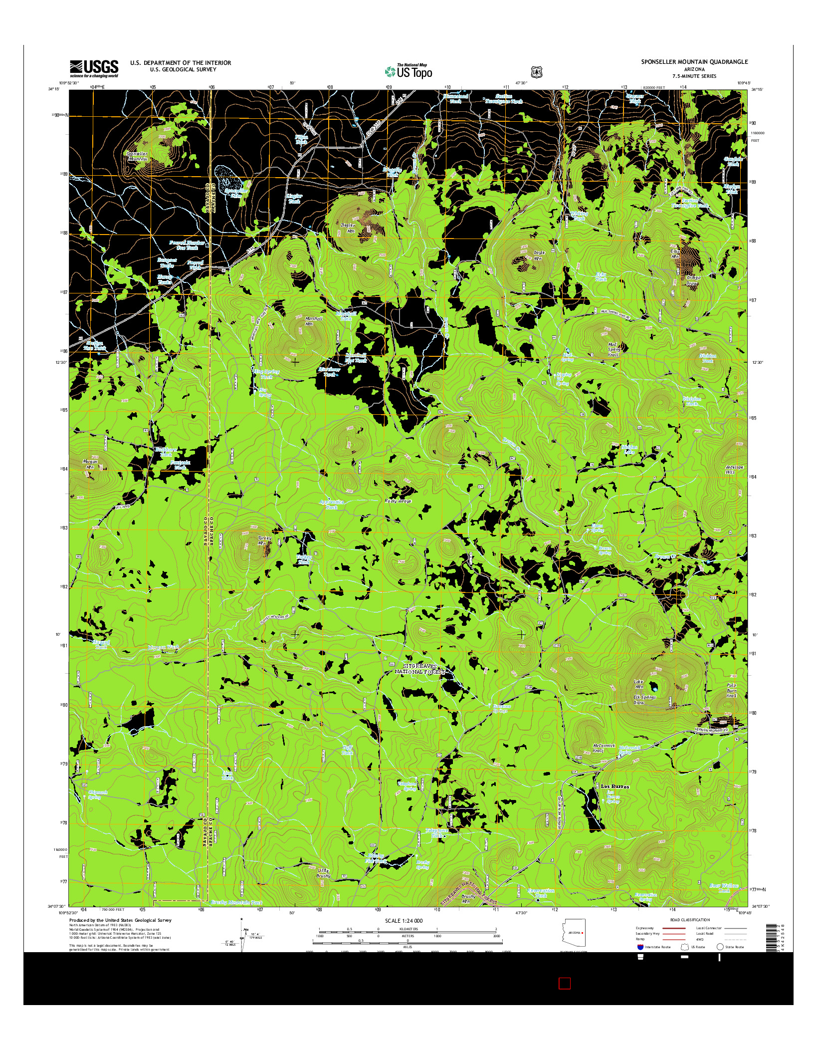 USGS US TOPO 7.5-MINUTE MAP FOR SPONSELLER MOUNTAIN, AZ 2014