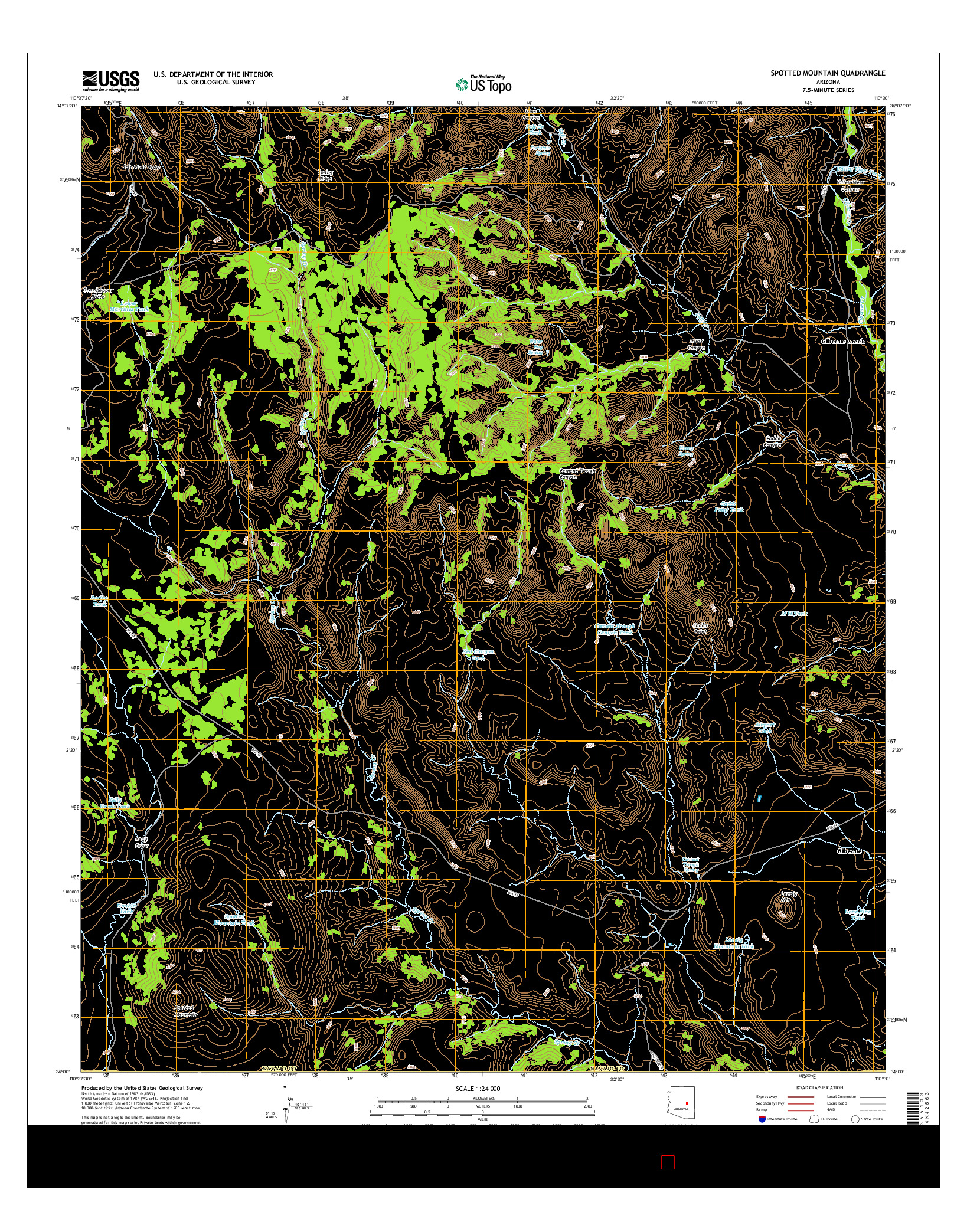 USGS US TOPO 7.5-MINUTE MAP FOR SPOTTED MOUNTAIN, AZ 2014