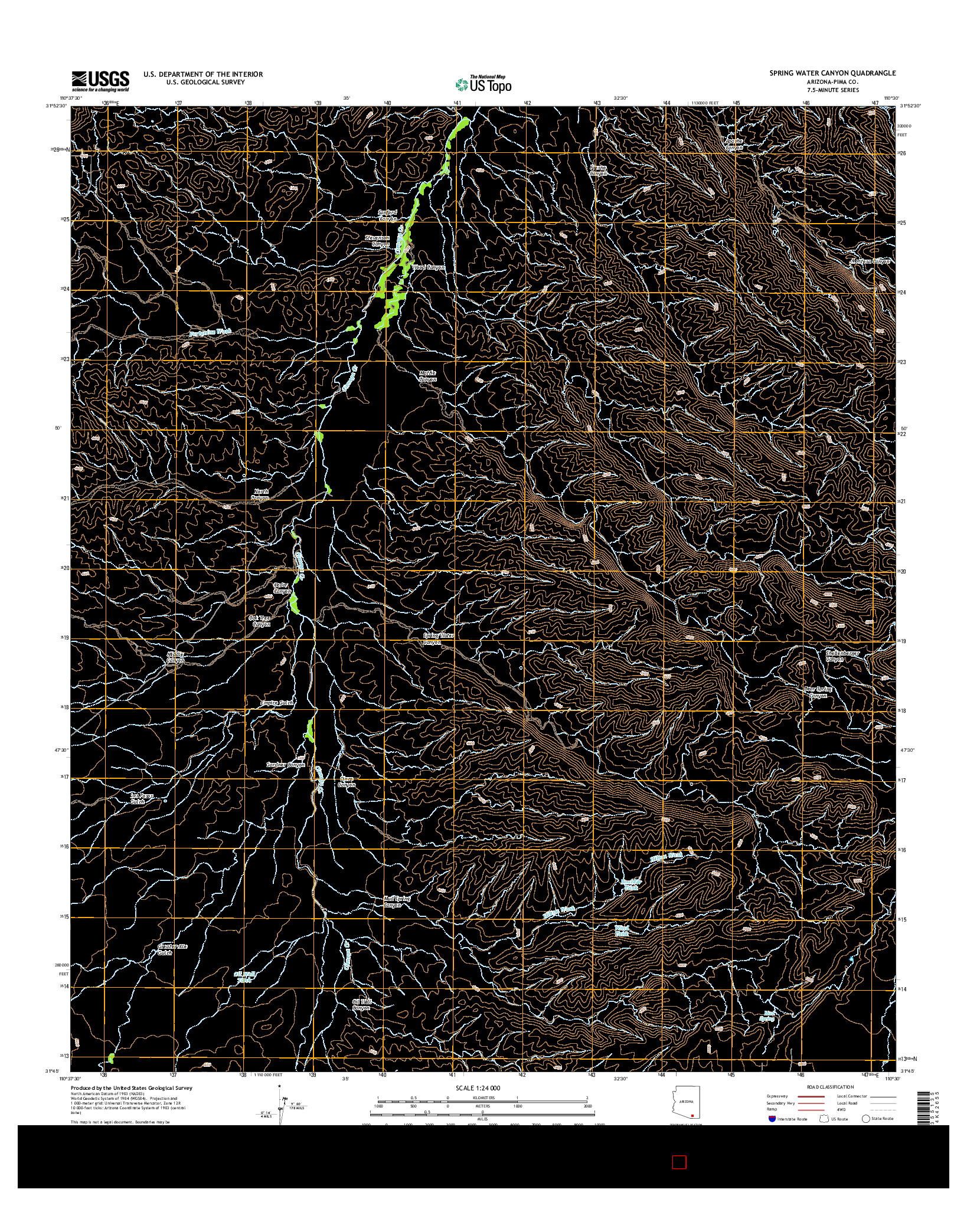 USGS US TOPO 7.5-MINUTE MAP FOR SPRING WATER CANYON, AZ 2014