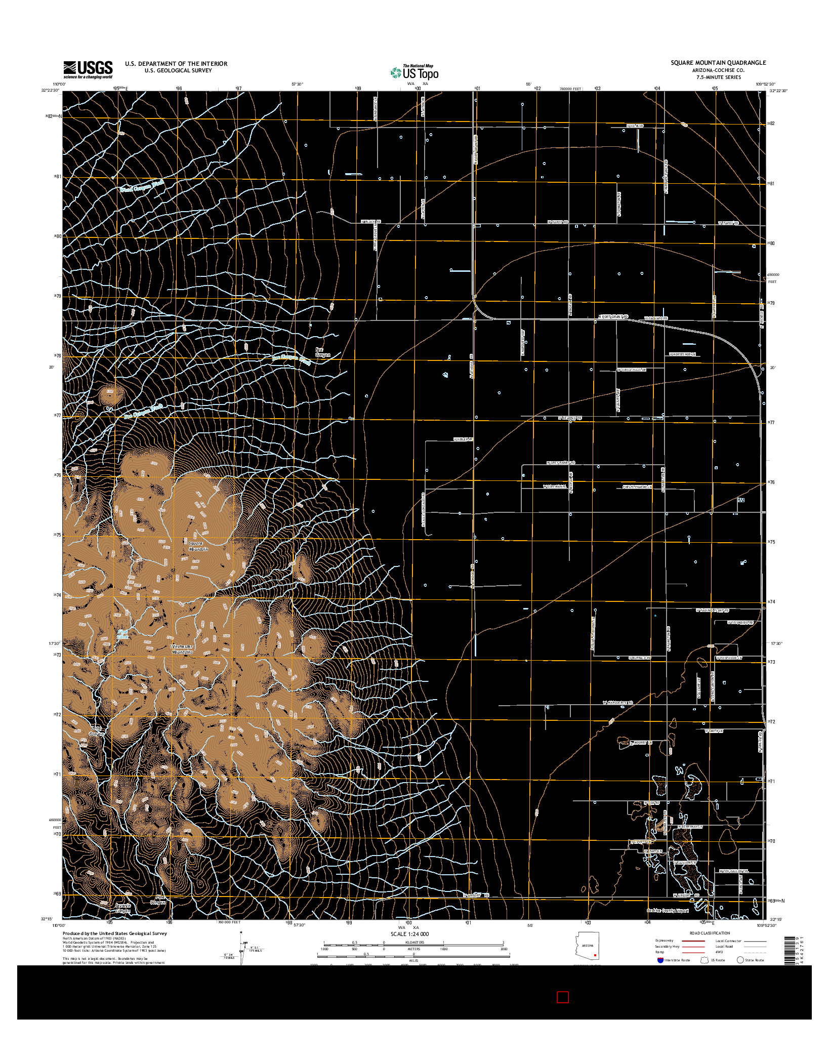 USGS US TOPO 7.5-MINUTE MAP FOR SQUARE MOUNTAIN, AZ 2014