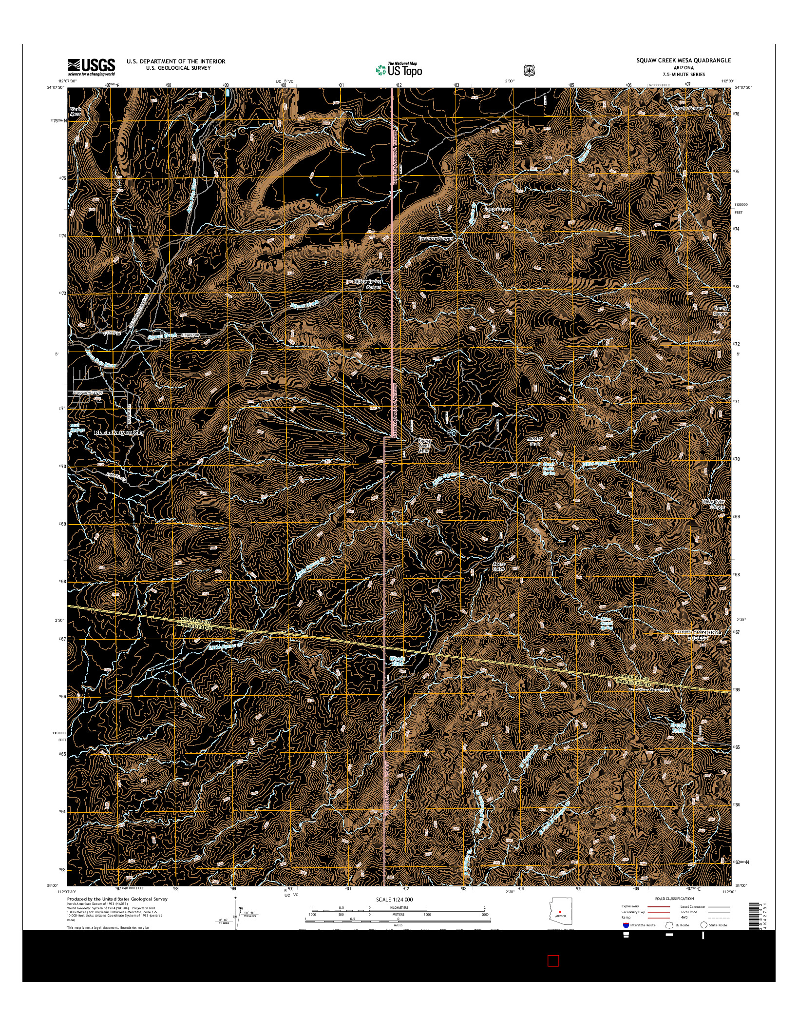 USGS US TOPO 7.5-MINUTE MAP FOR SQUAW CREEK MESA, AZ 2014