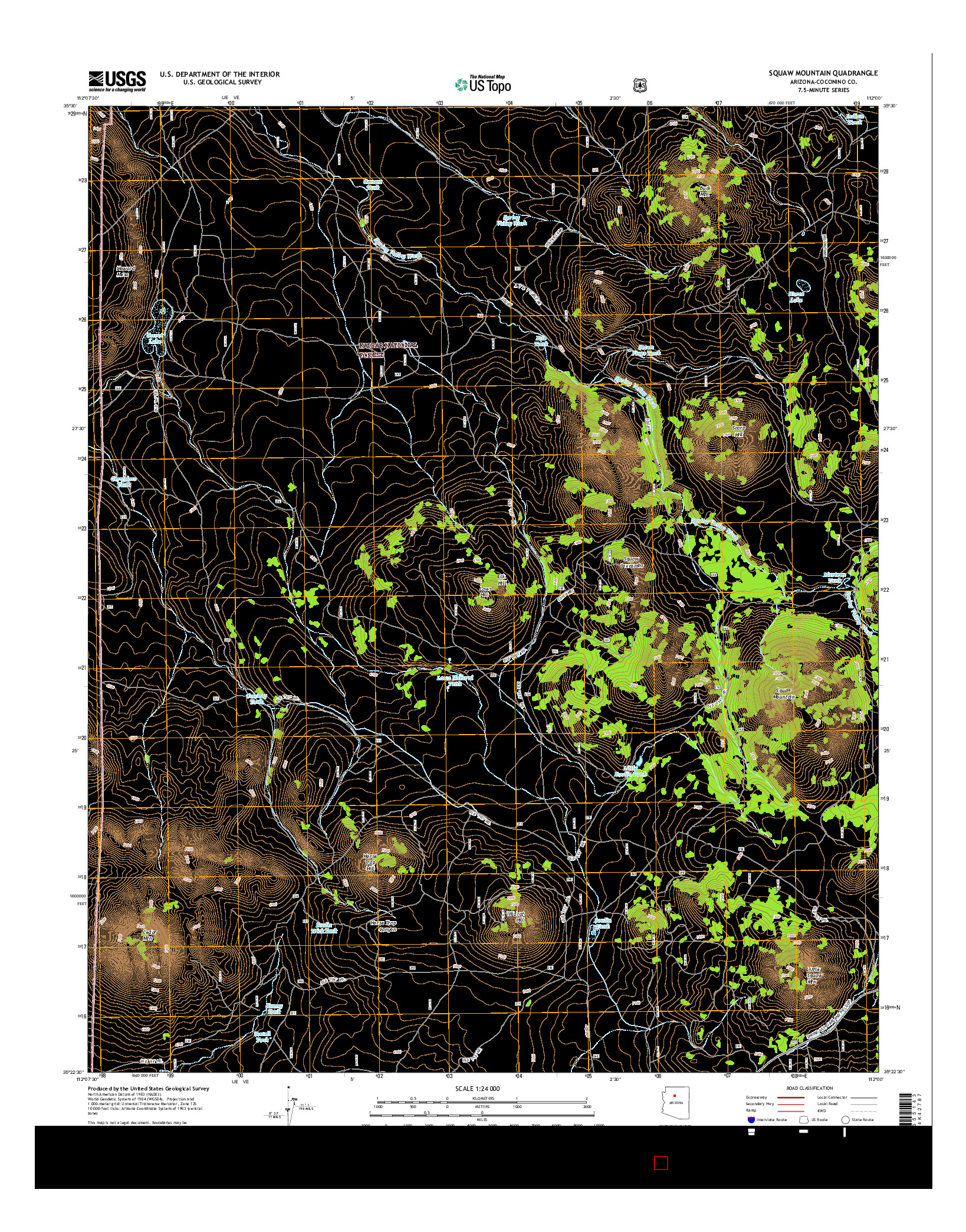 USGS US TOPO 7.5-MINUTE MAP FOR SQUAW MOUNTAIN, AZ 2014