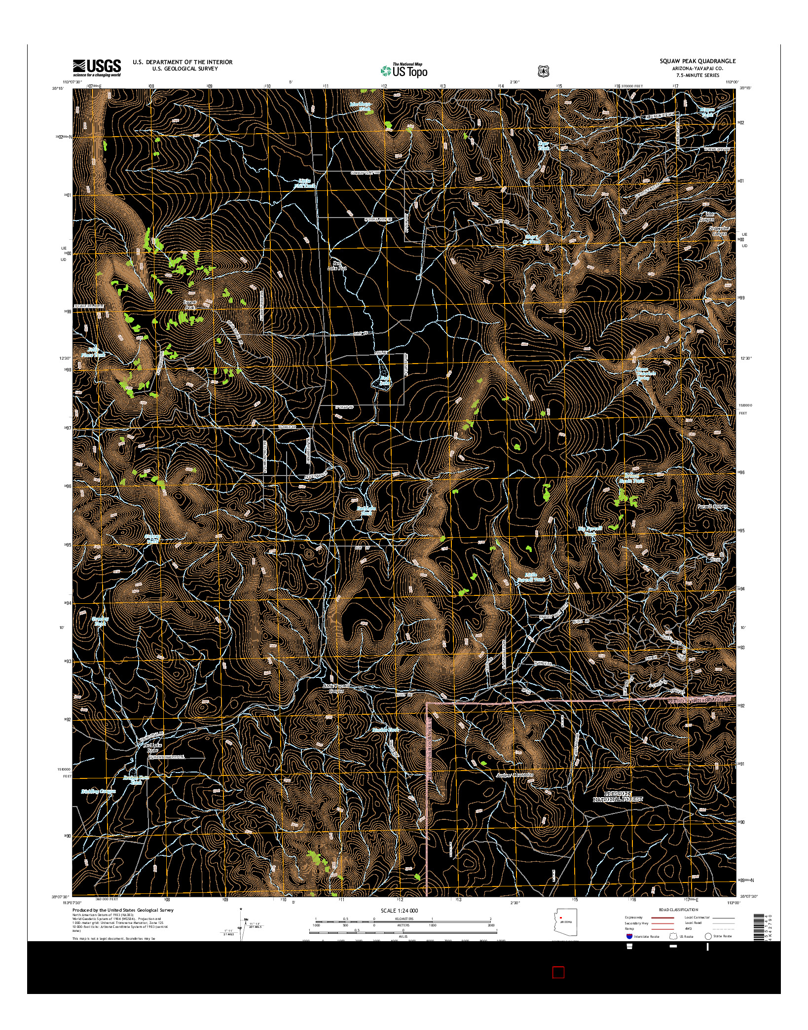USGS US TOPO 7.5-MINUTE MAP FOR SQUAW PEAK, AZ 2014