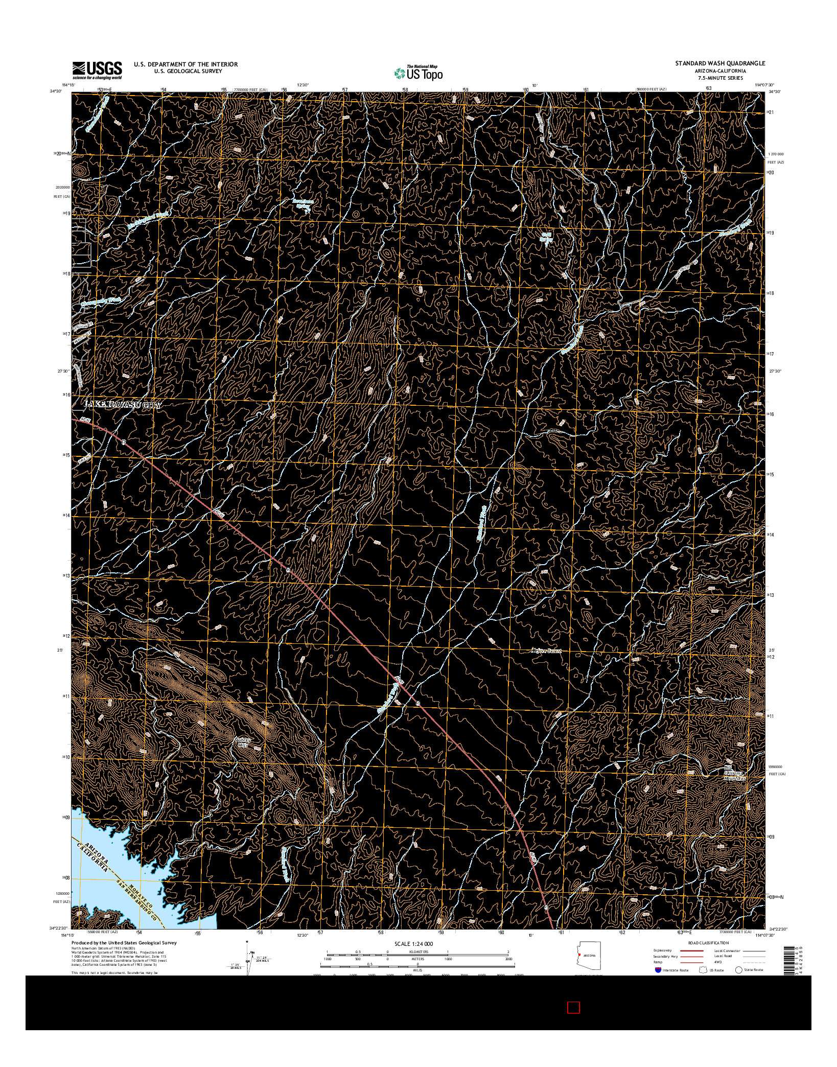 USGS US TOPO 7.5-MINUTE MAP FOR STANDARD WASH, AZ-CA 2014