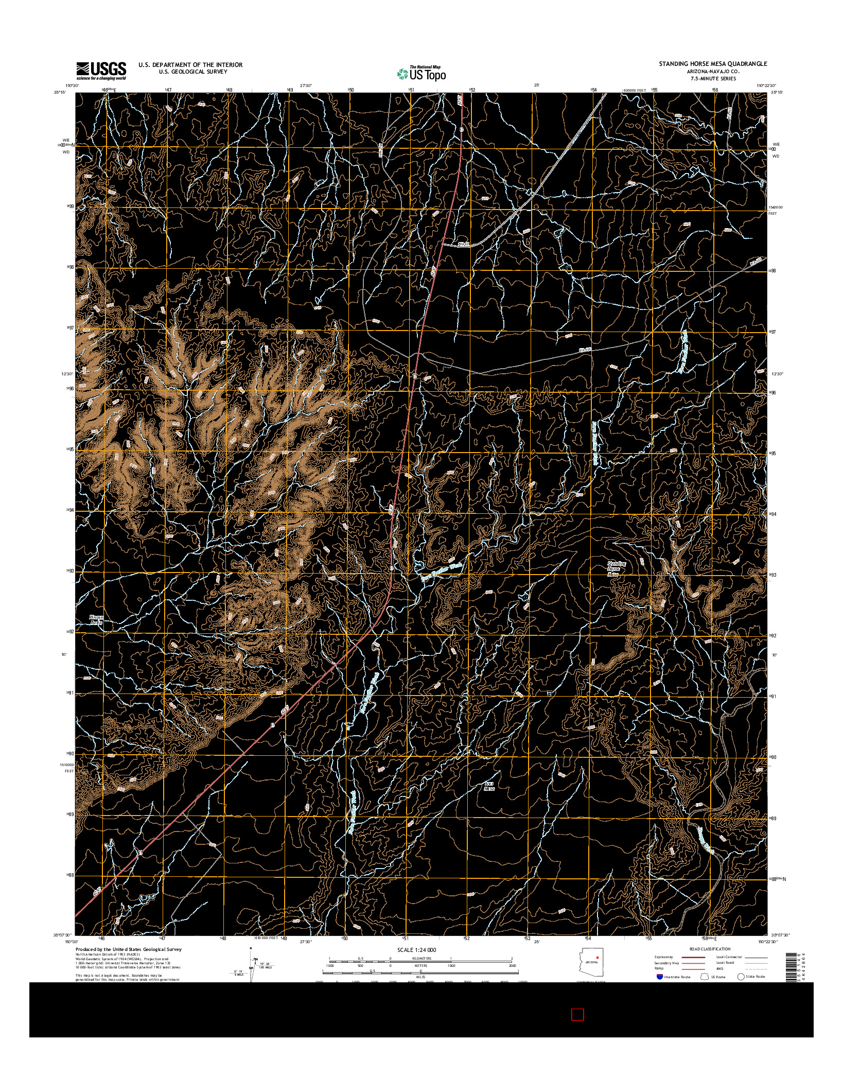 USGS US TOPO 7.5-MINUTE MAP FOR STANDING HORSE MESA, AZ 2014