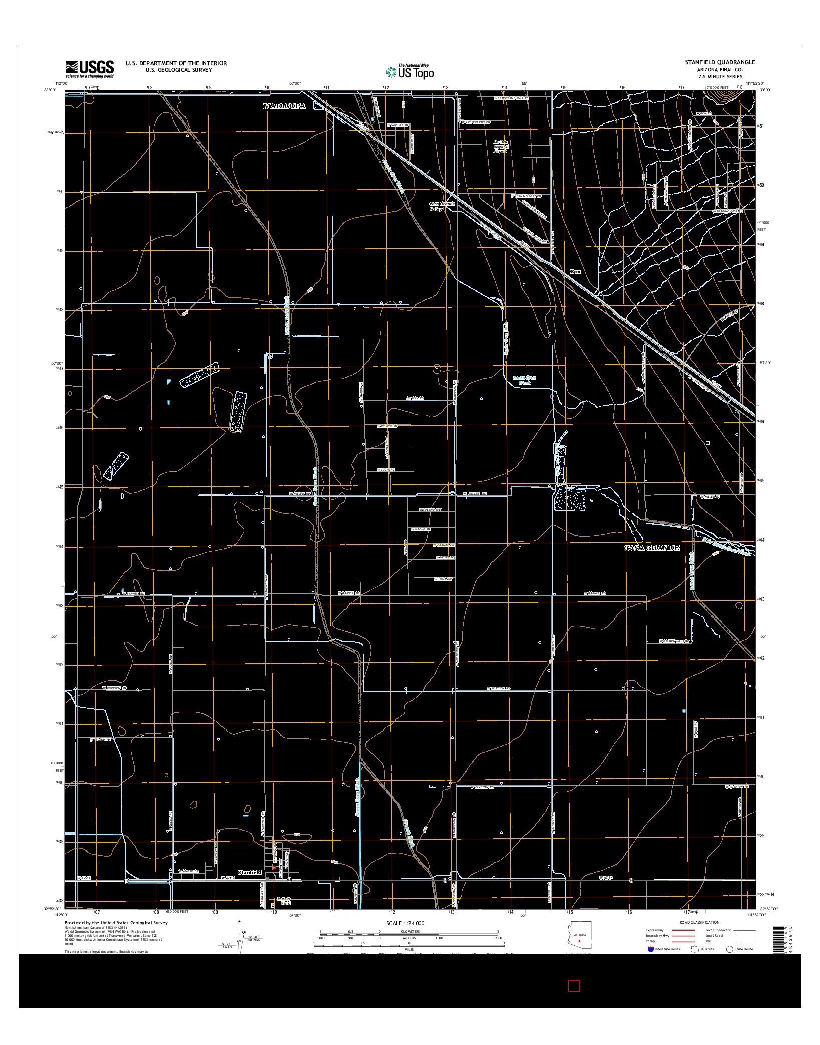 USGS US TOPO 7.5-MINUTE MAP FOR STANFIELD, AZ 2014
