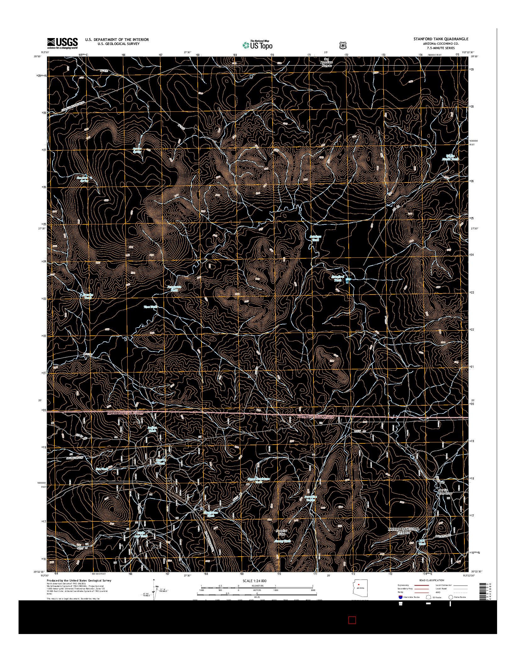 USGS US TOPO 7.5-MINUTE MAP FOR STANFORD TANK, AZ 2014
