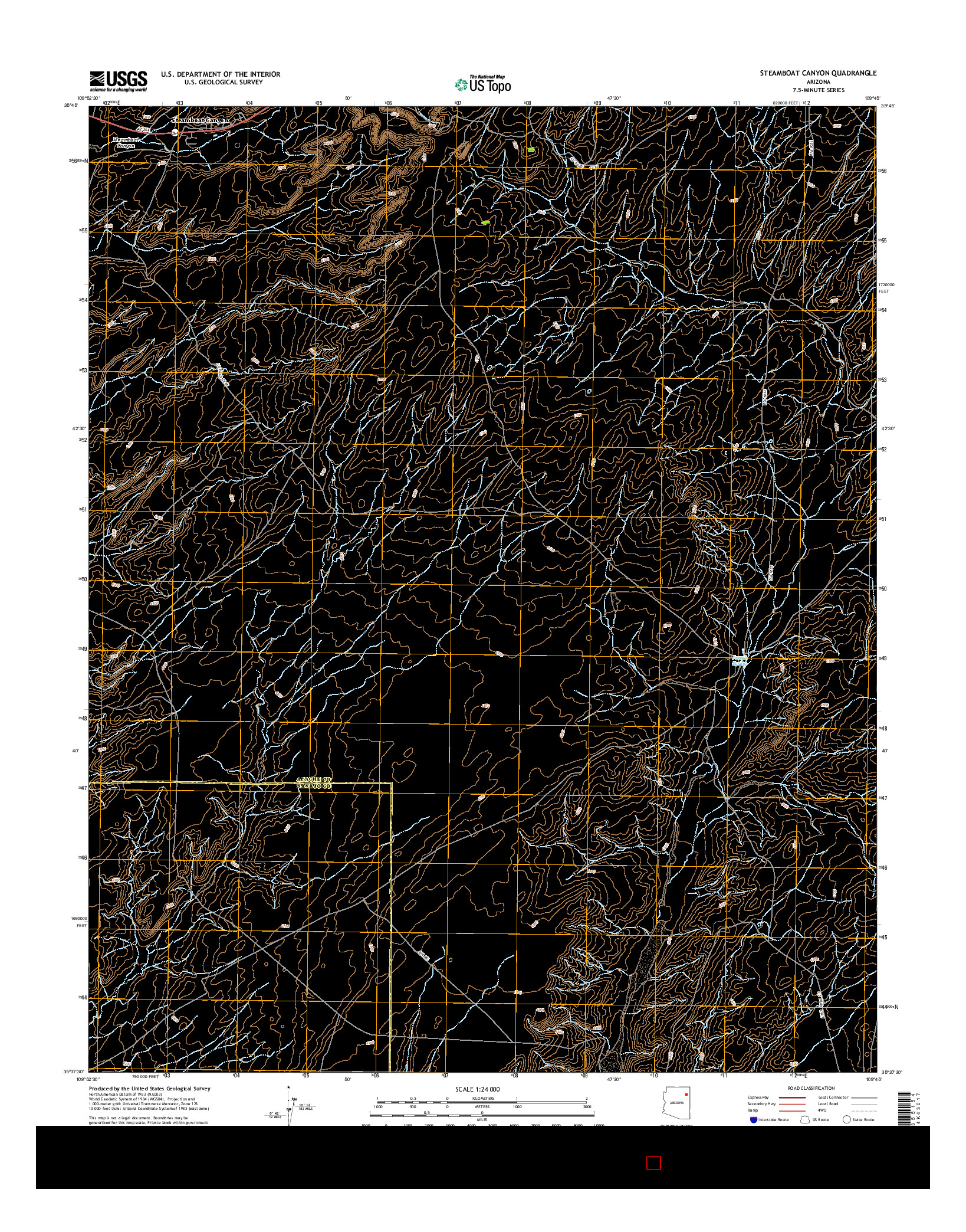 USGS US TOPO 7.5-MINUTE MAP FOR STEAMBOAT CANYON, AZ 2014