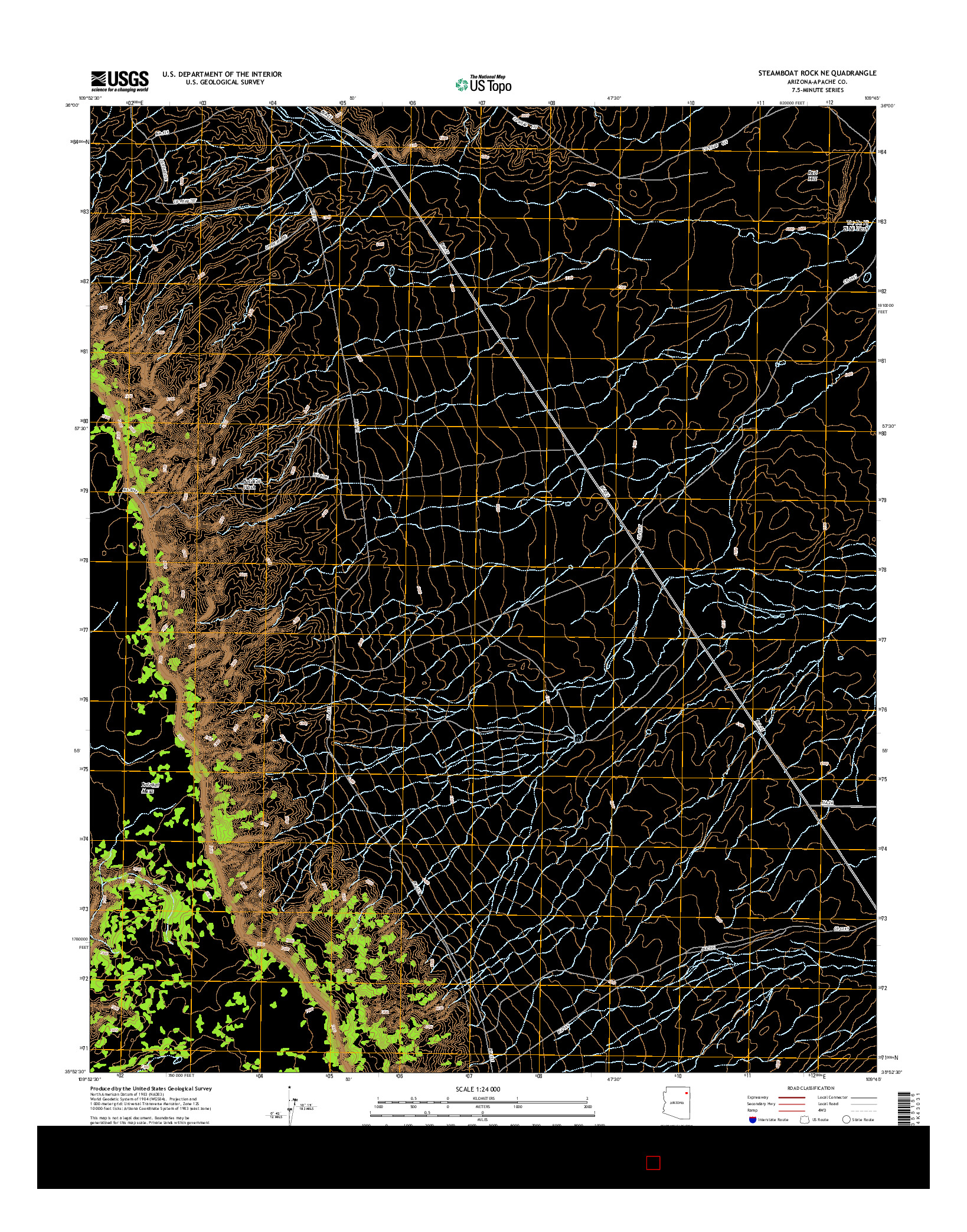 USGS US TOPO 7.5-MINUTE MAP FOR STEAMBOAT ROCK NE, AZ 2014