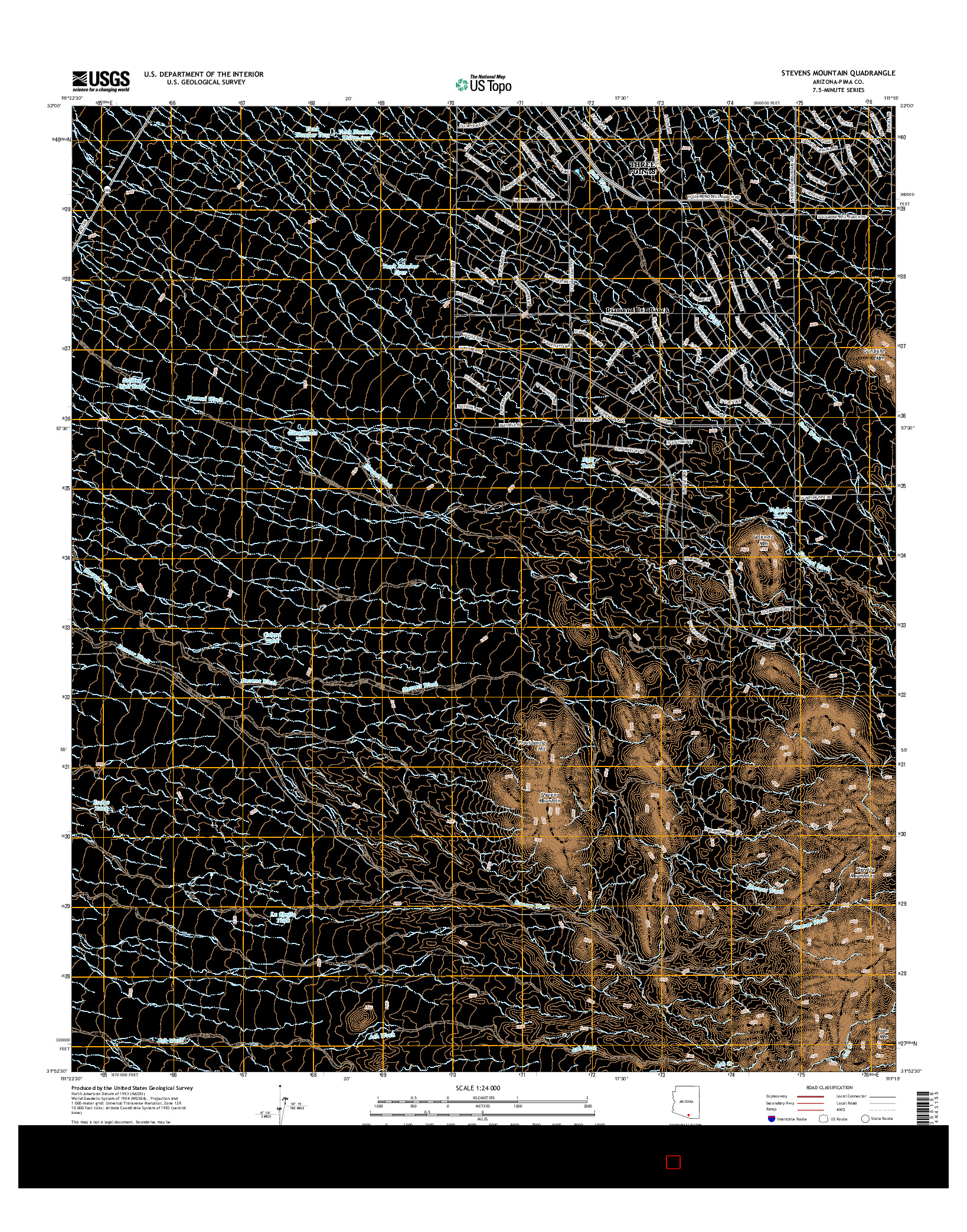 USGS US TOPO 7.5-MINUTE MAP FOR STEVENS MOUNTAIN, AZ 2014