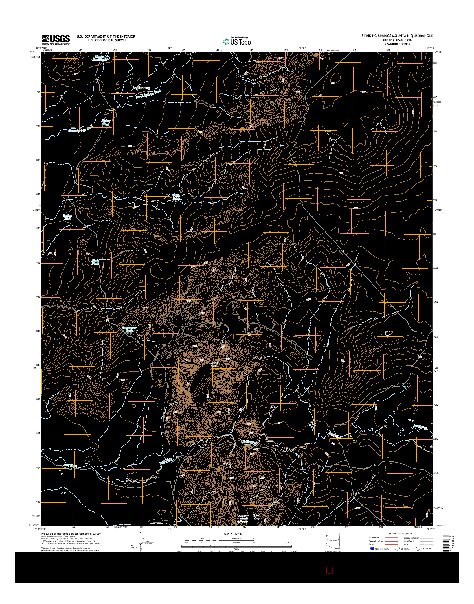 USGS US TOPO 7.5-MINUTE MAP FOR STINKING SPRINGS MOUNTAIN, AZ 2014