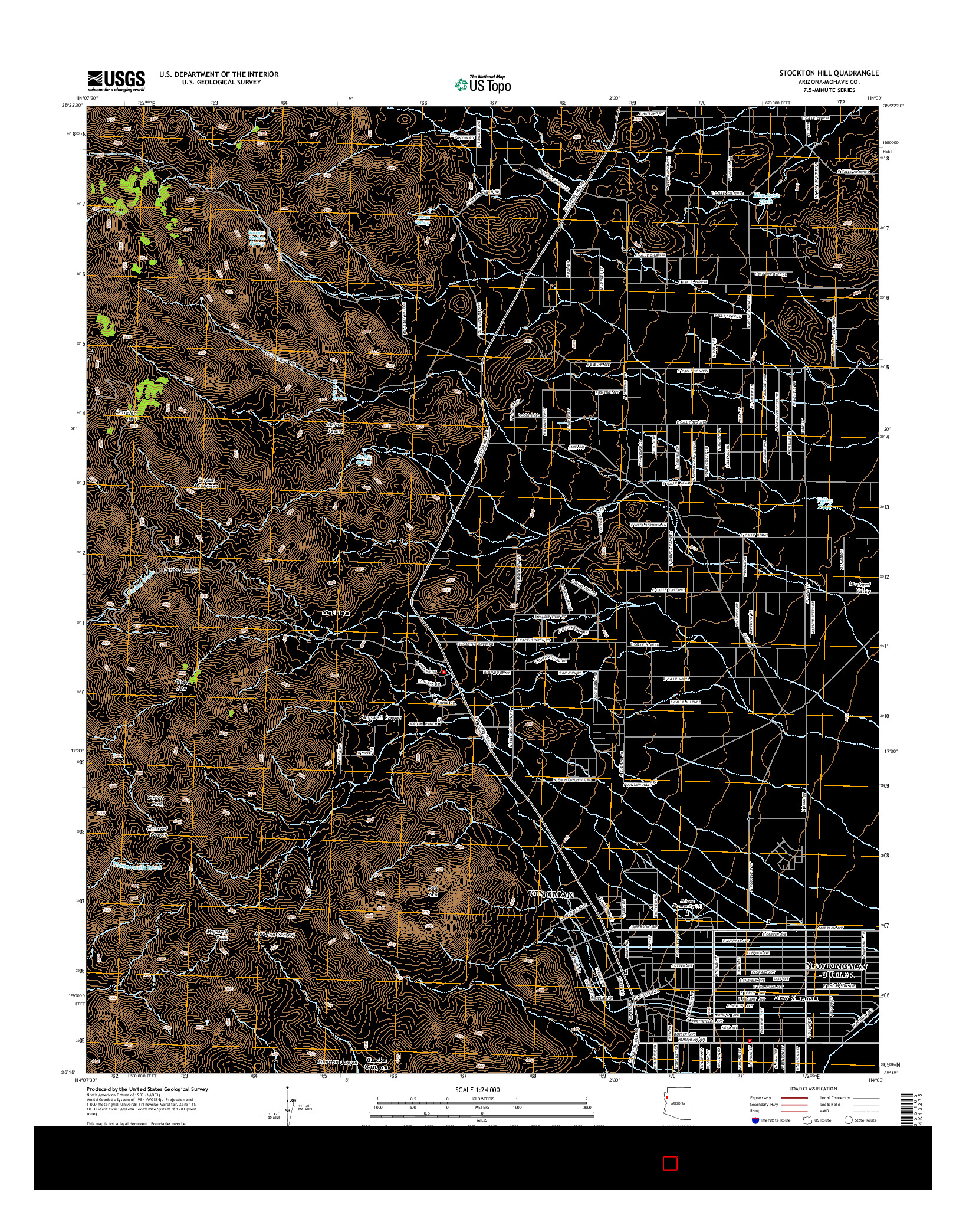 USGS US TOPO 7.5-MINUTE MAP FOR STOCKTON HILL, AZ 2014